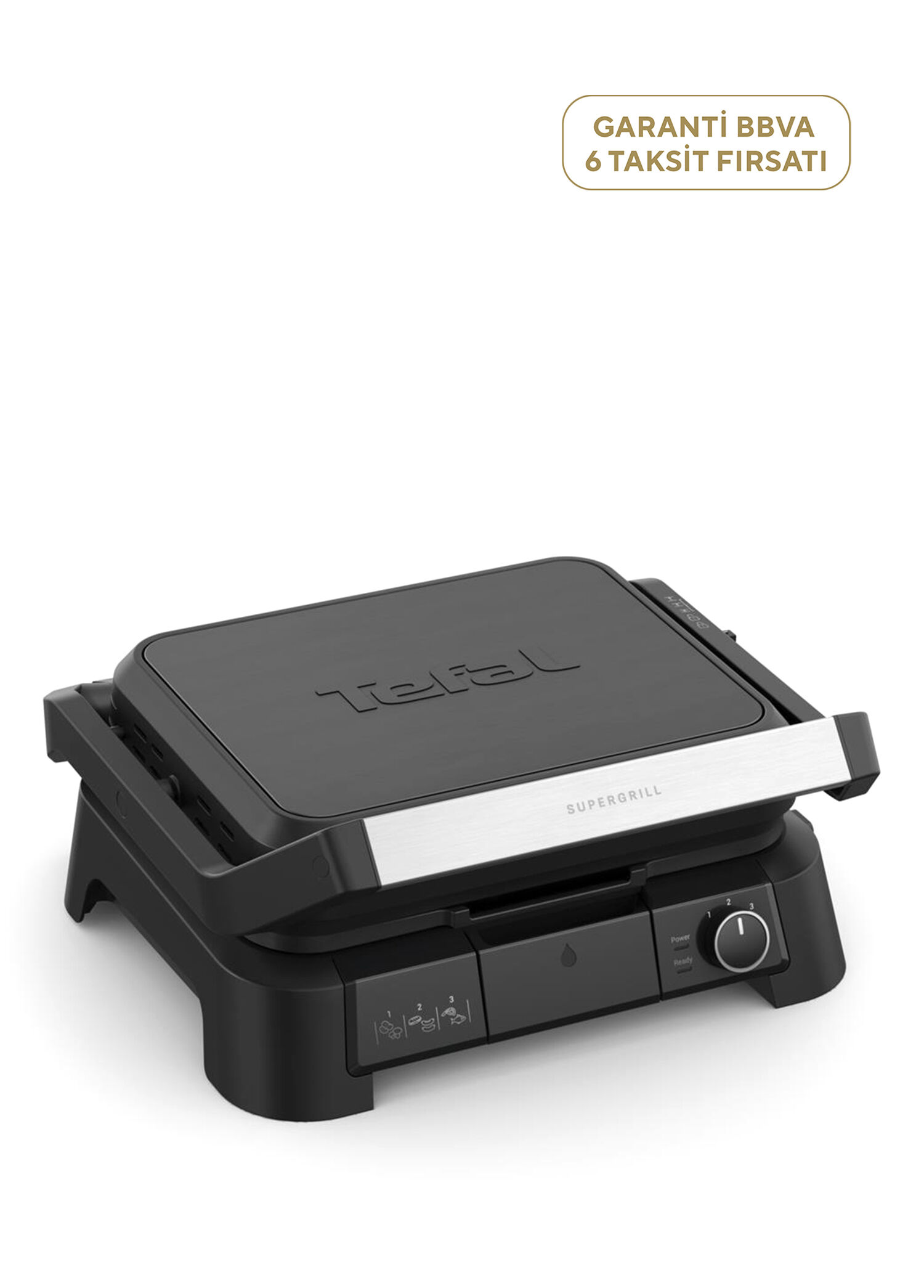 SuperGrill 3in1 Siyah 6 Dilim Kapasiteli Barbekü Izgara ve Tost Makinesi 2000 Watt