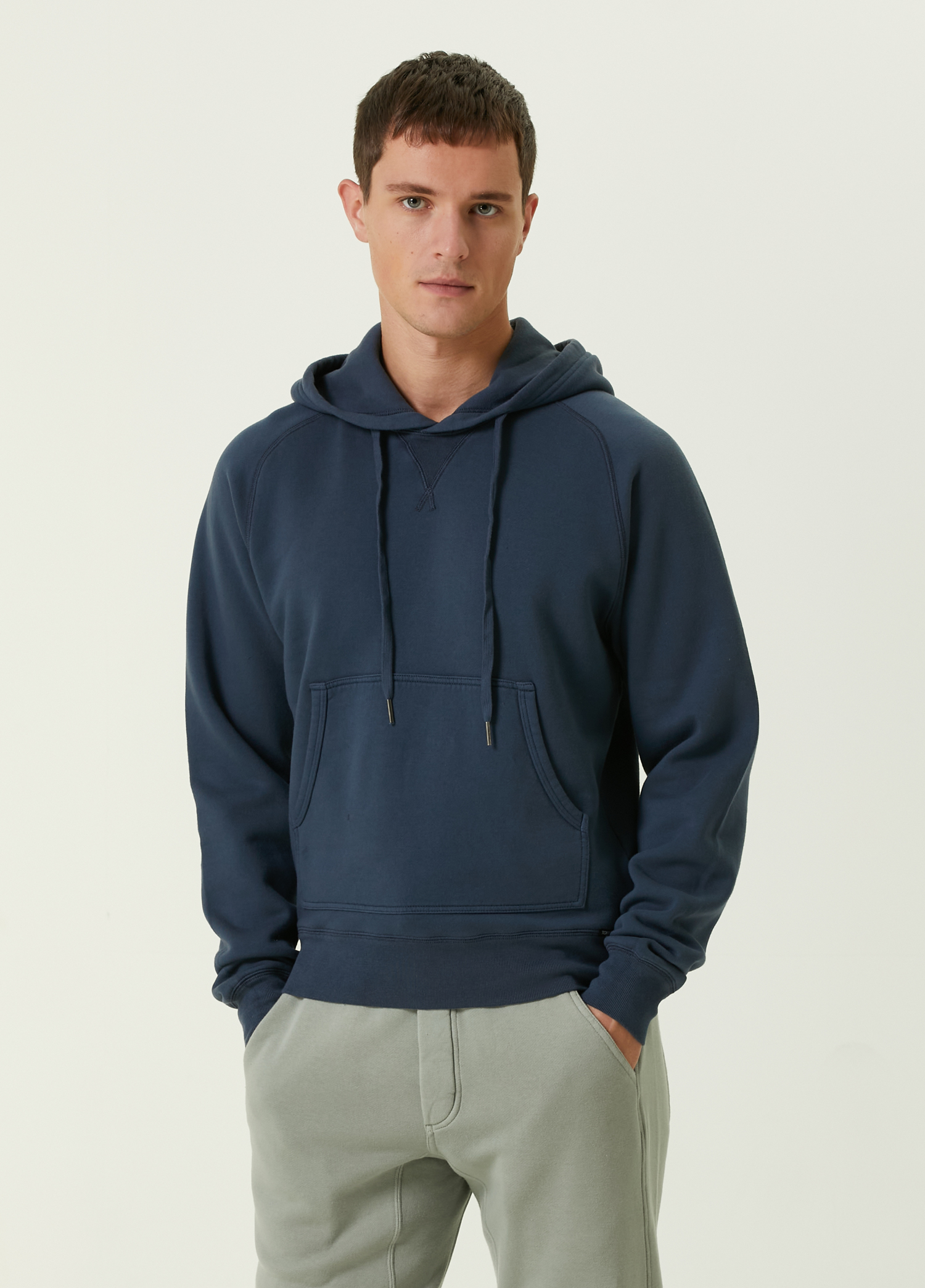 Koyu Mavi Kapüşonlu Sweatshirt