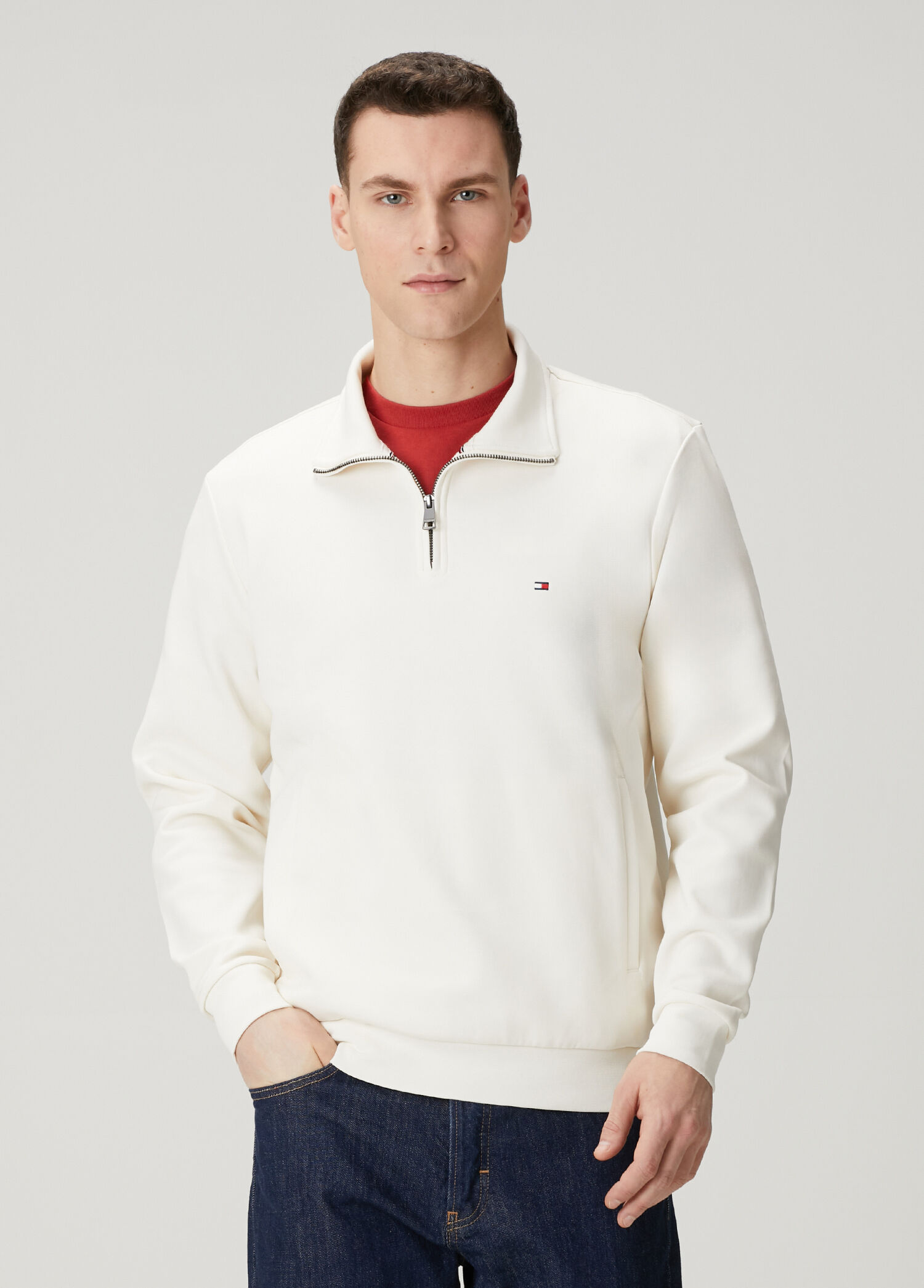 Essential Yakası Fermuarlı Sweatshirt