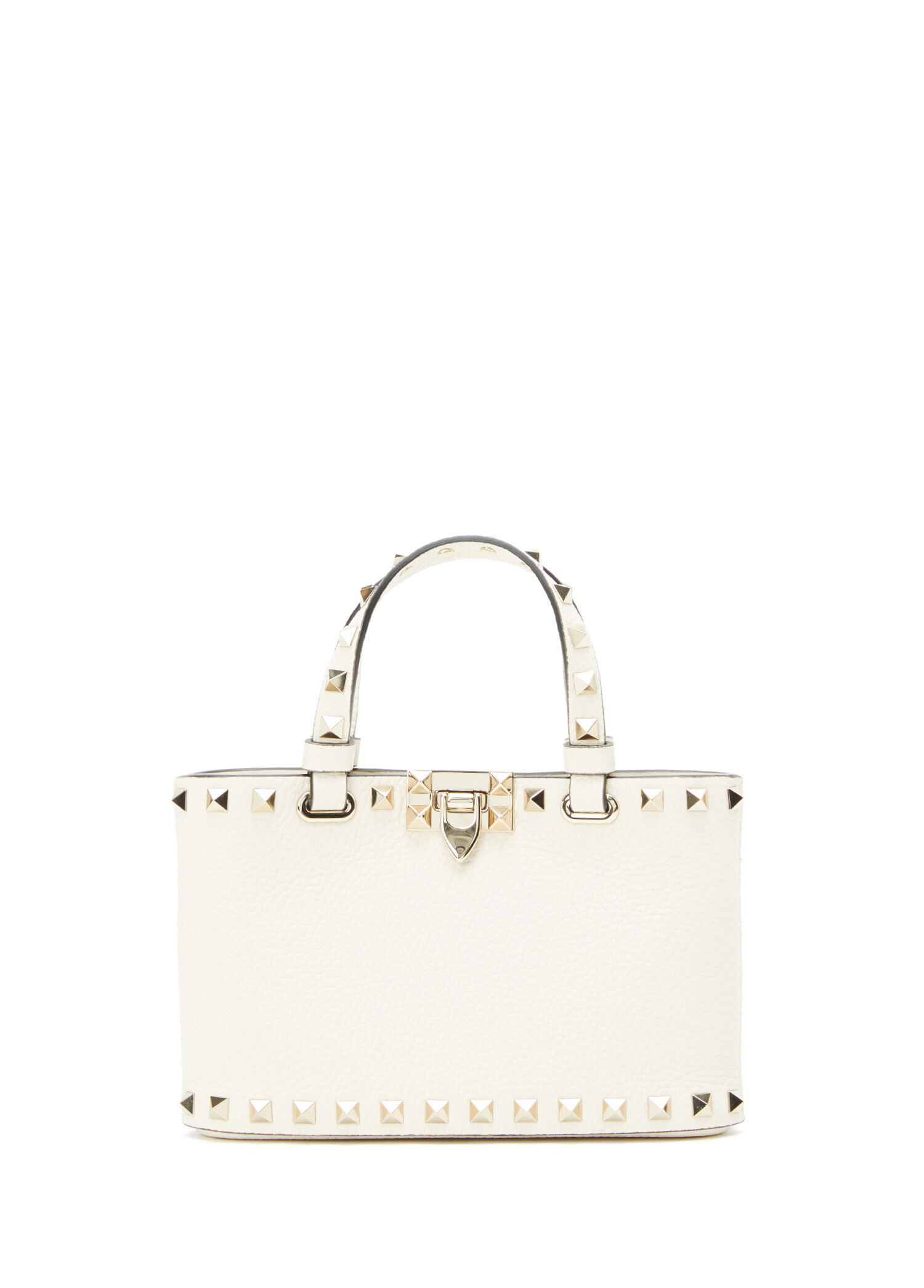 Mini Rockstud Ekru Kadın Deri Çanta