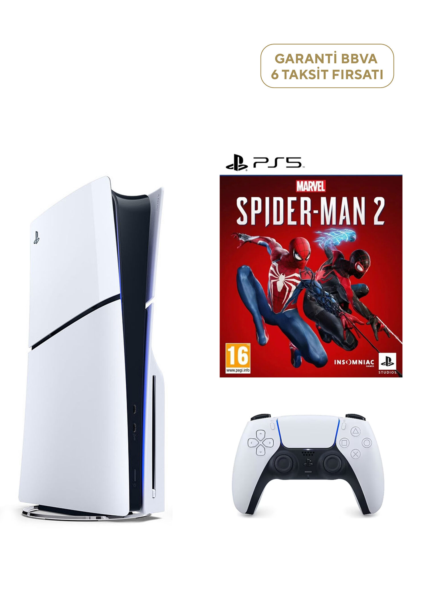 PlayStation 5 1 TB Slim CD Edition Oyun Konsolu + PS5 Spider-Man 2 Oyunu
