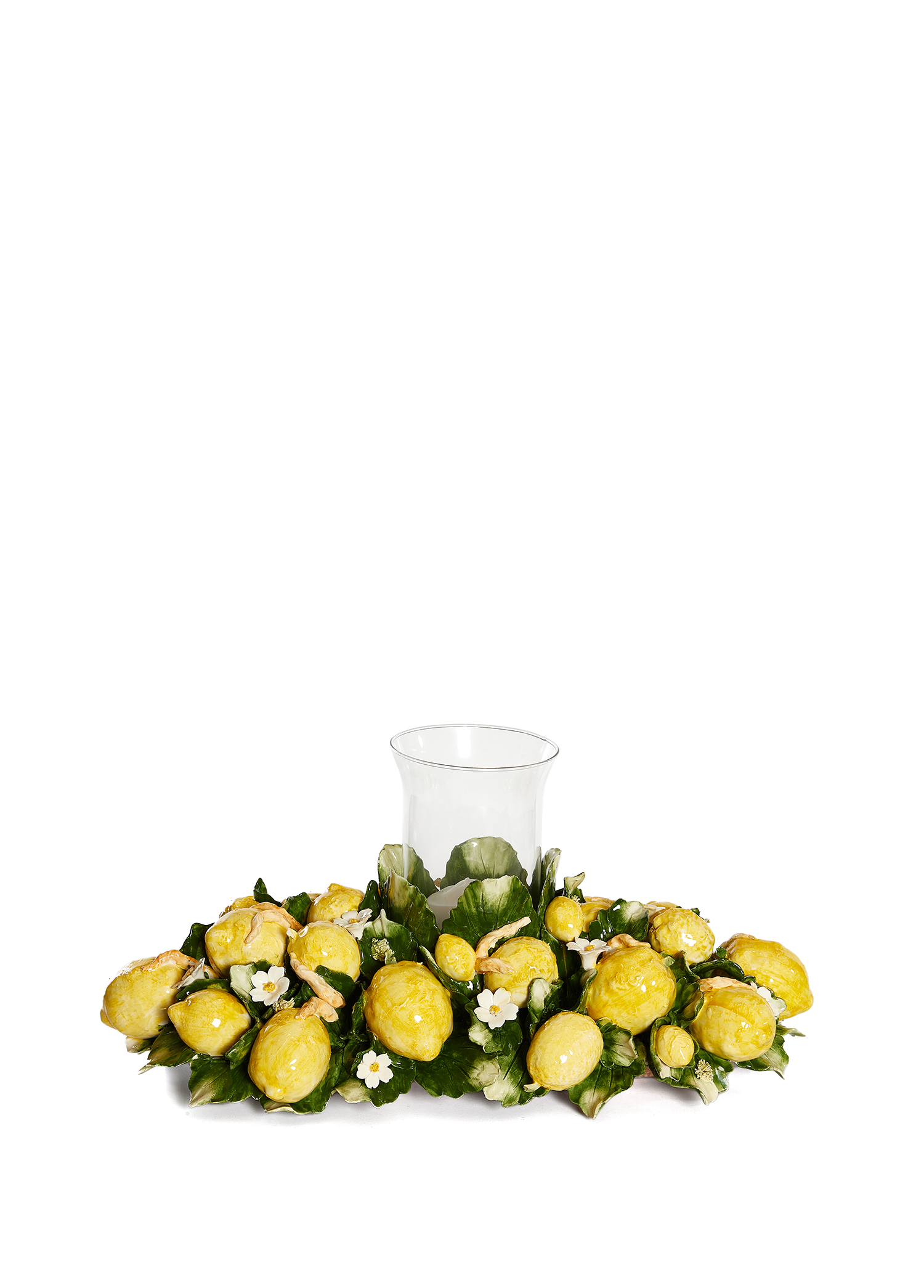 Oval Flambeau Lemons Decor Seramik Mumluk