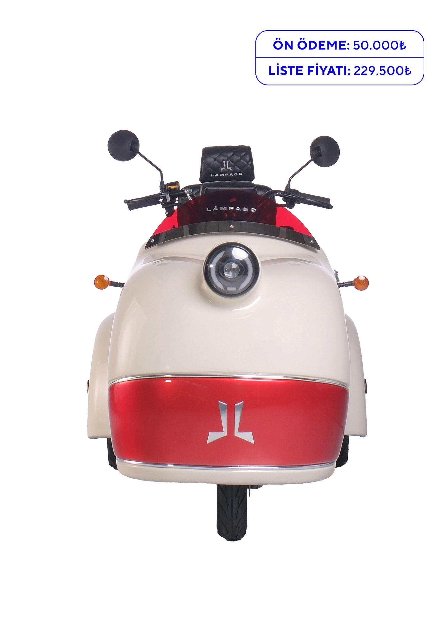 Elektrikli Krem Kırmızı Moped