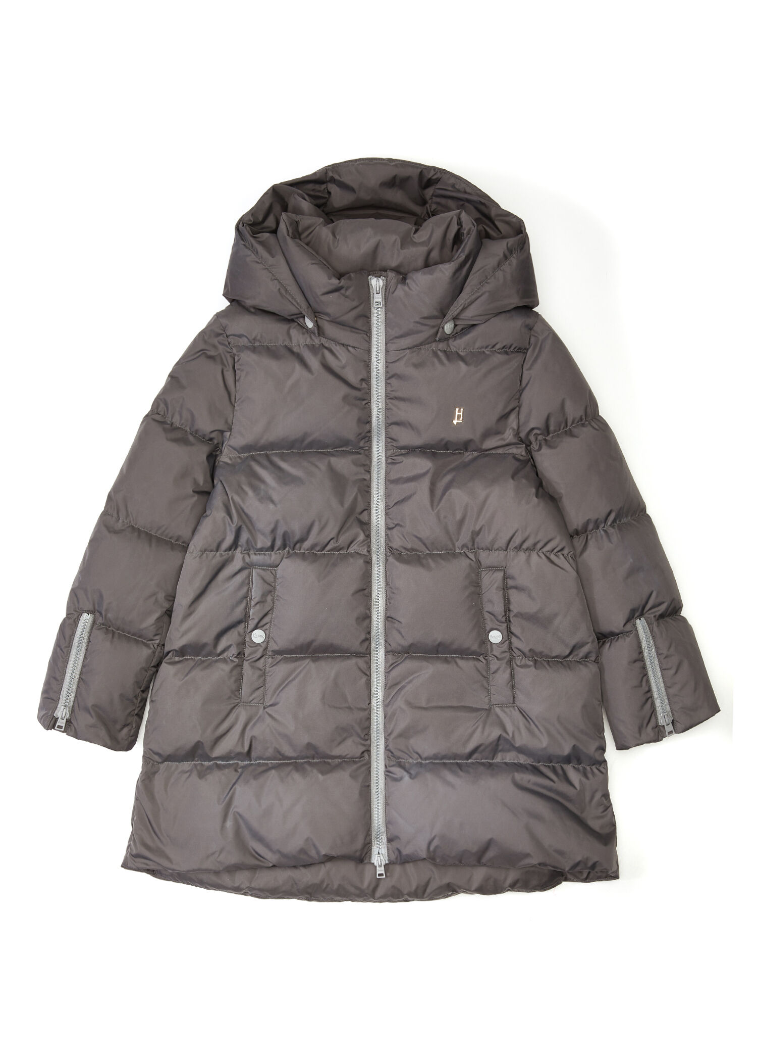 Gri Kapitoneli Kız Çocuk Puffer Mont