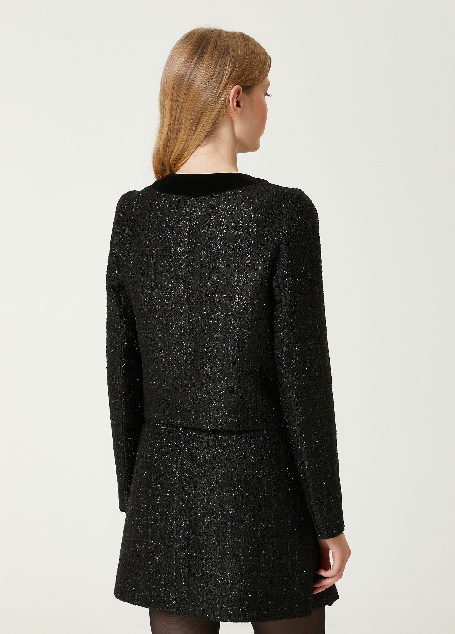 シェリエGlitter tweed jacket Black美品 glitter check tweed jacket – shéller / シェリエ