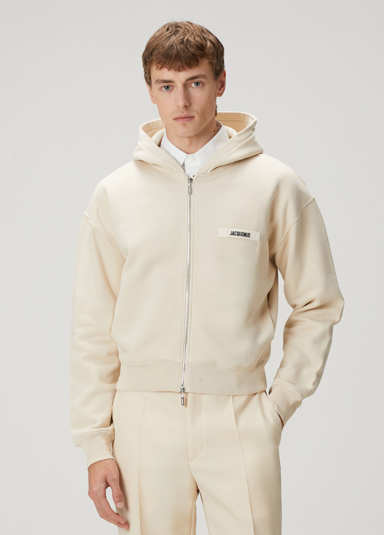 Gros Grain Kırık Beyaz Kapüşonlu Sweatshirt