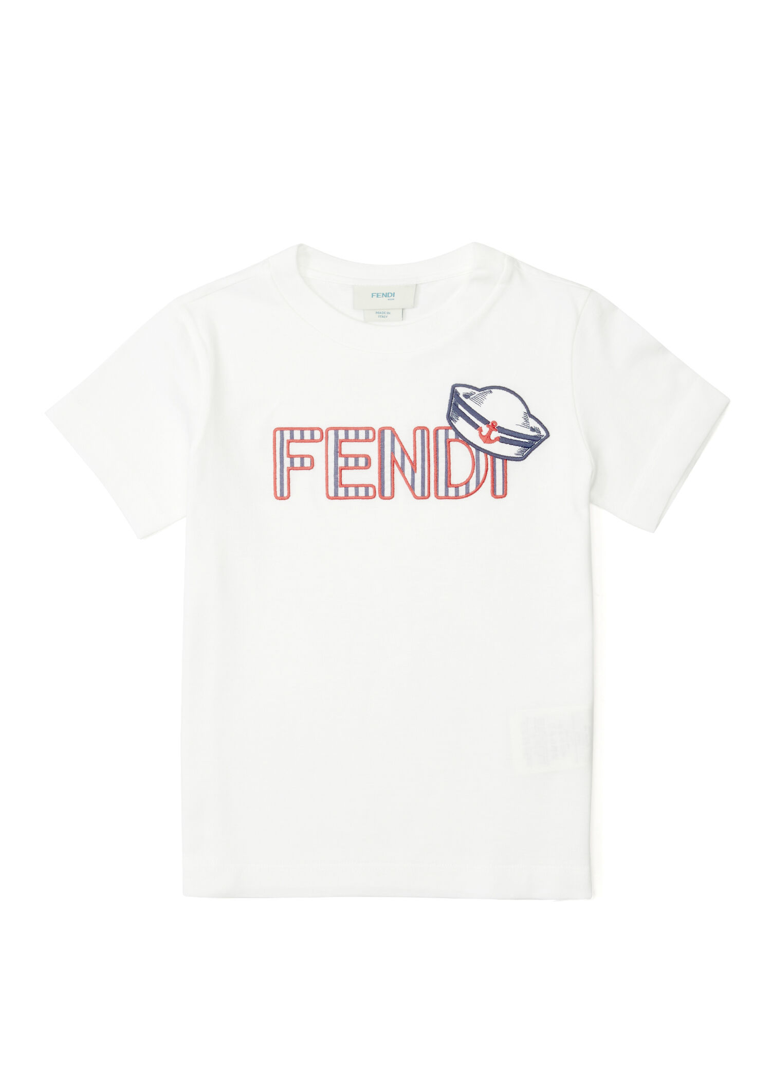 Beyaz Logo Nakışlı Erkek Çocuk T-shirt