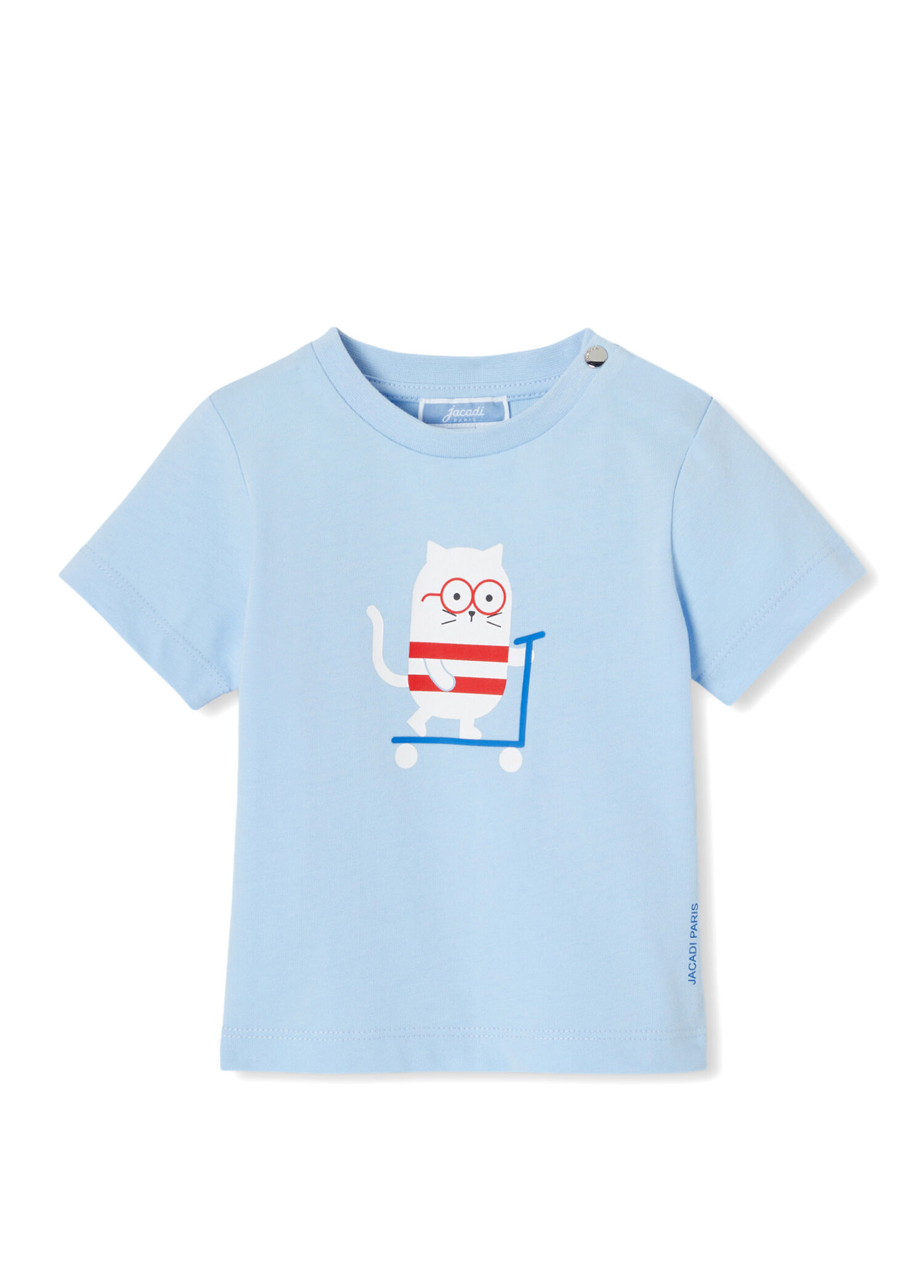 Açık Mavi Pamuklu Kısa Kollu Erkek Bebek T-shirt
