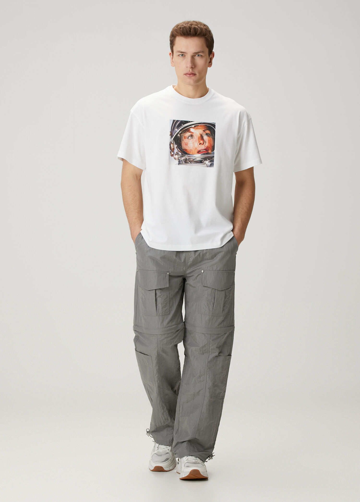 P Boy London Lunar Gri Beli Kordonlu Kargo Pantolon
