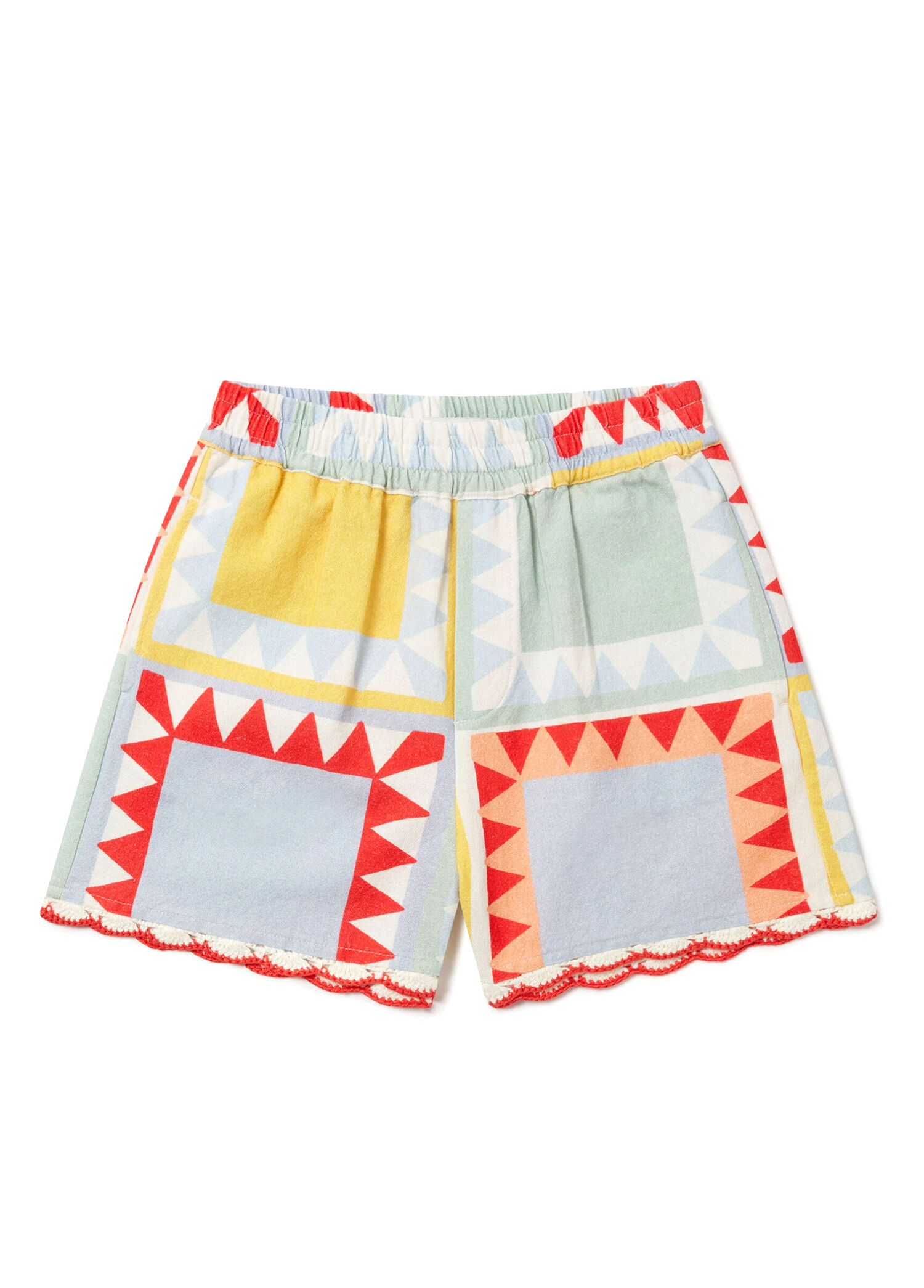 Çok Renkli Patchwork Baskılı Kız Çocuk Şort