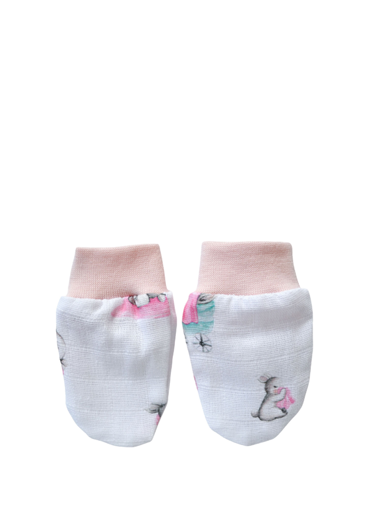 Bebe Lapin Rose Pamuklu Müslin Kız Bebek Eldiven