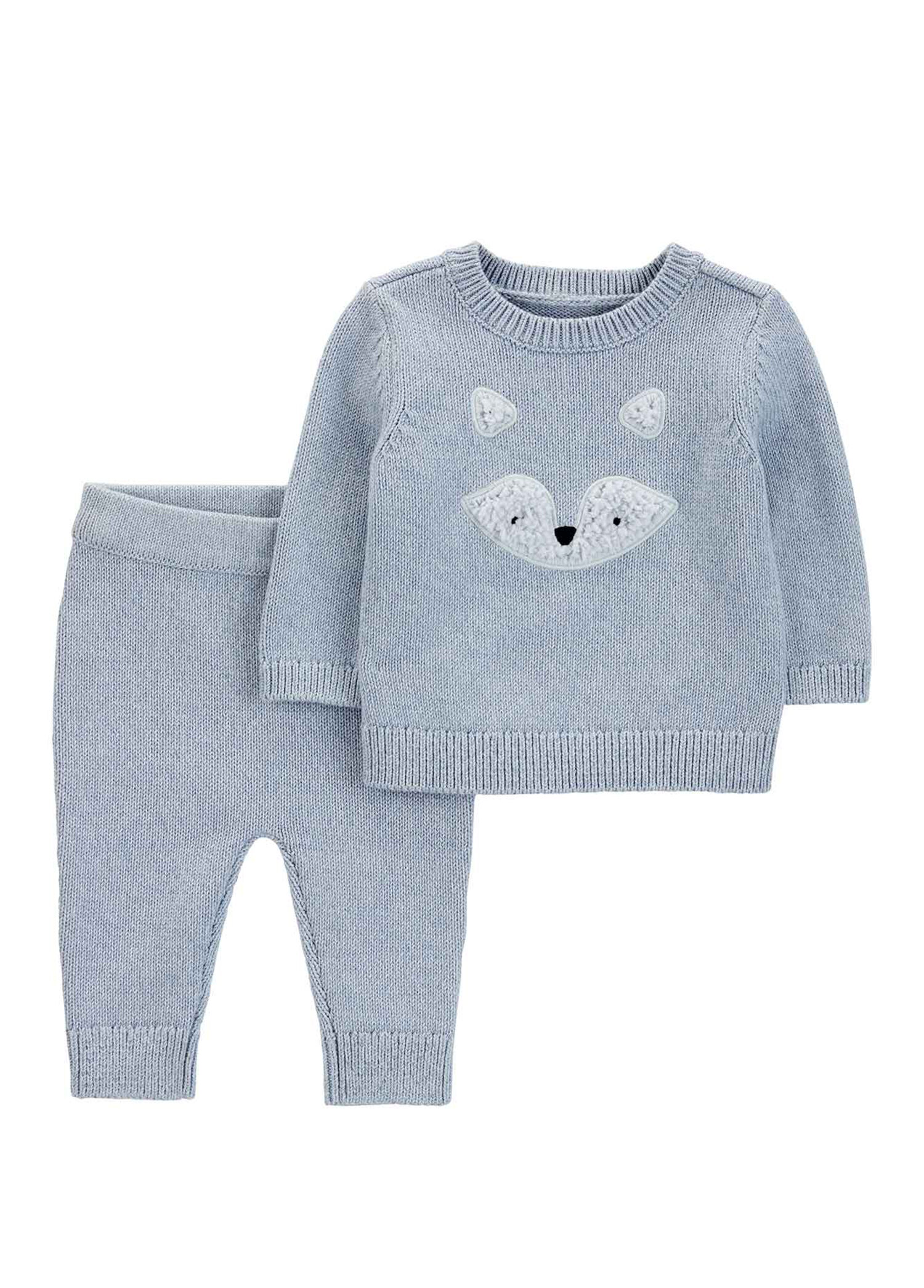Pamuklu Kazak Pantolon Erkek Bebek 2'li Set