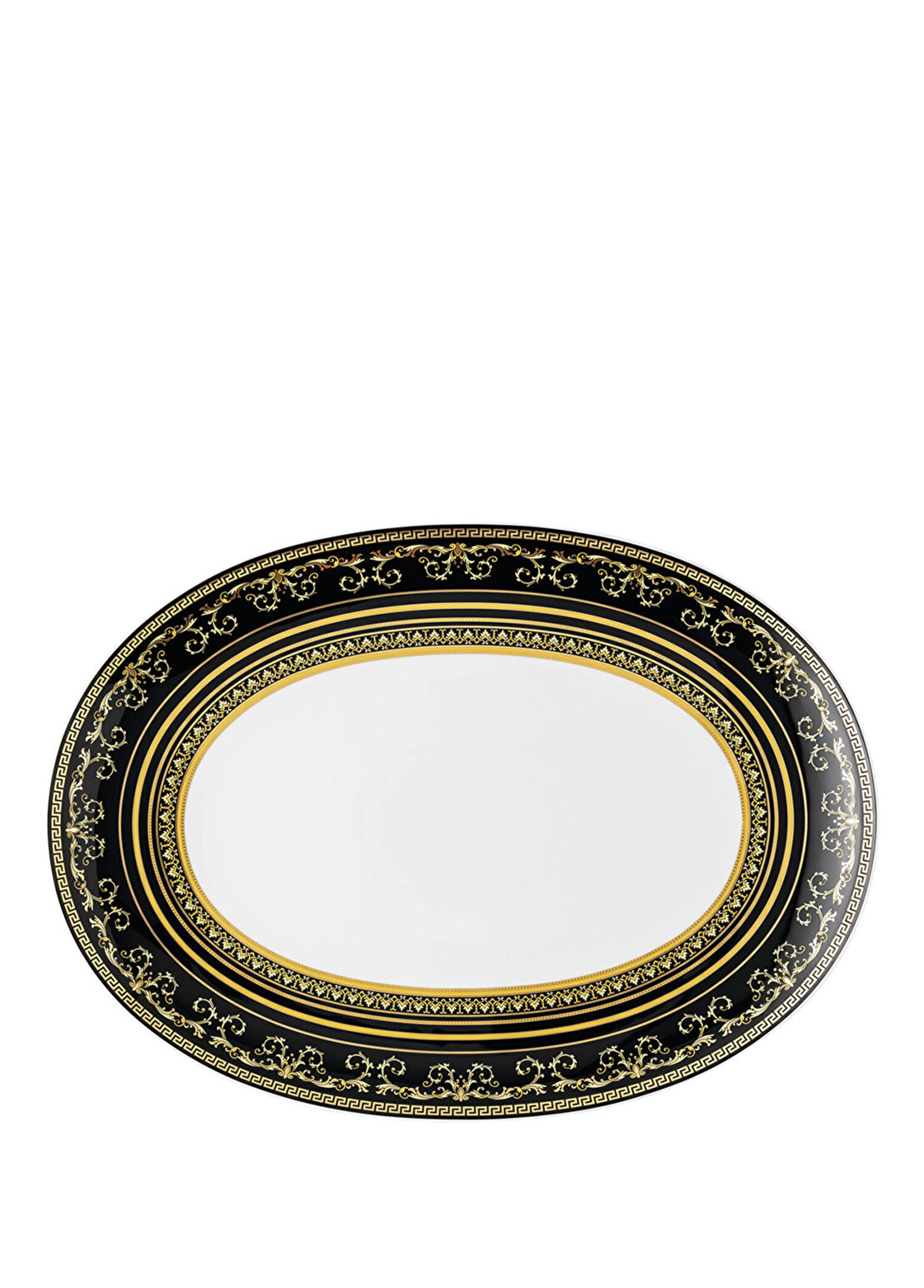 Virtus Gala Siyah Porselen Oval Servis Tabağı 38 cm