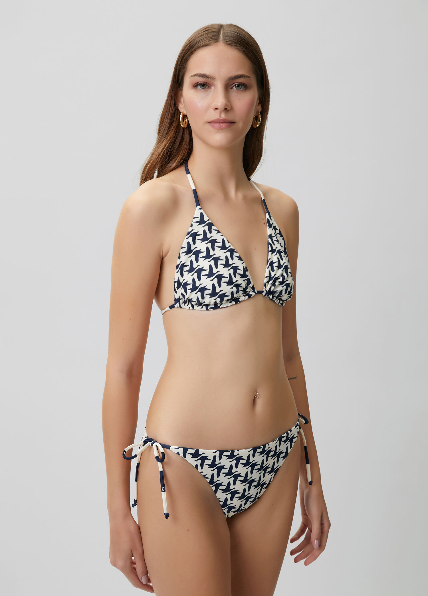 Lacivert Beyaz Çift Taraflı Bikini Üstü
