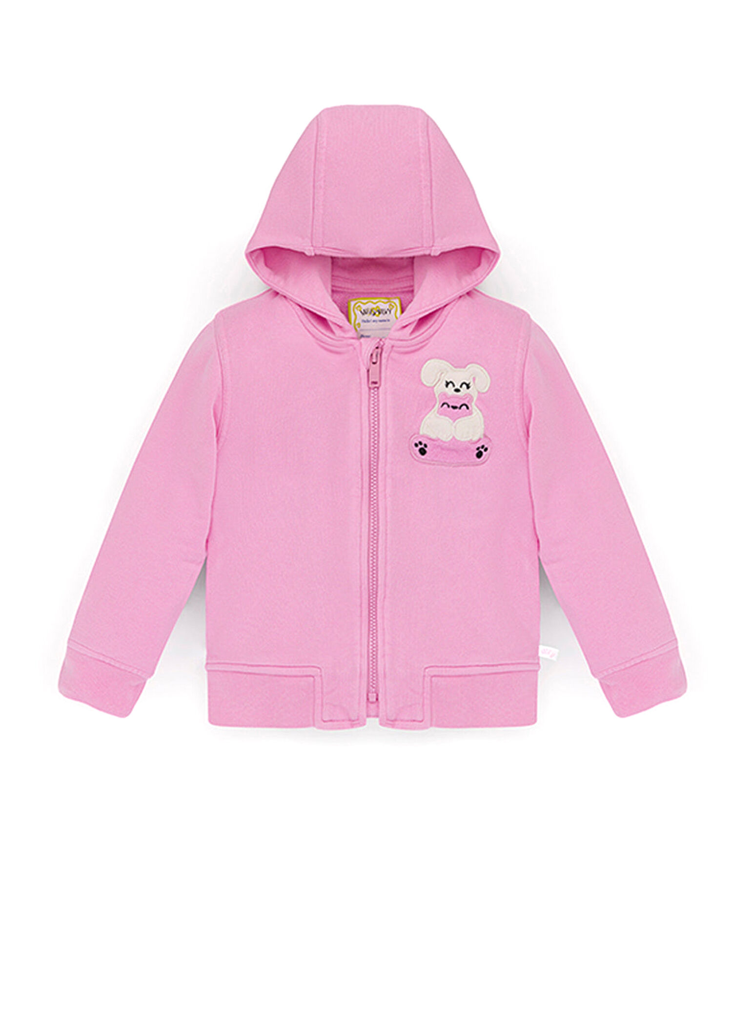 Pembe Fermuarlı Kapüşonlu Ses Çıkaran Unisex Çocuk Sweatshirt