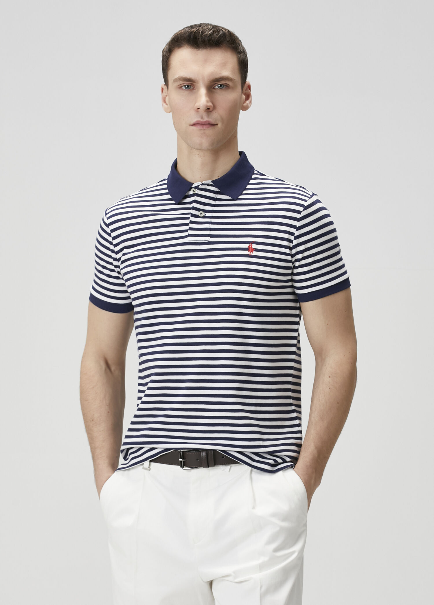 Polo Ralph Lauren Lacivert-Beyaz Erkek Lacivert Beyaz Çizgili Polo