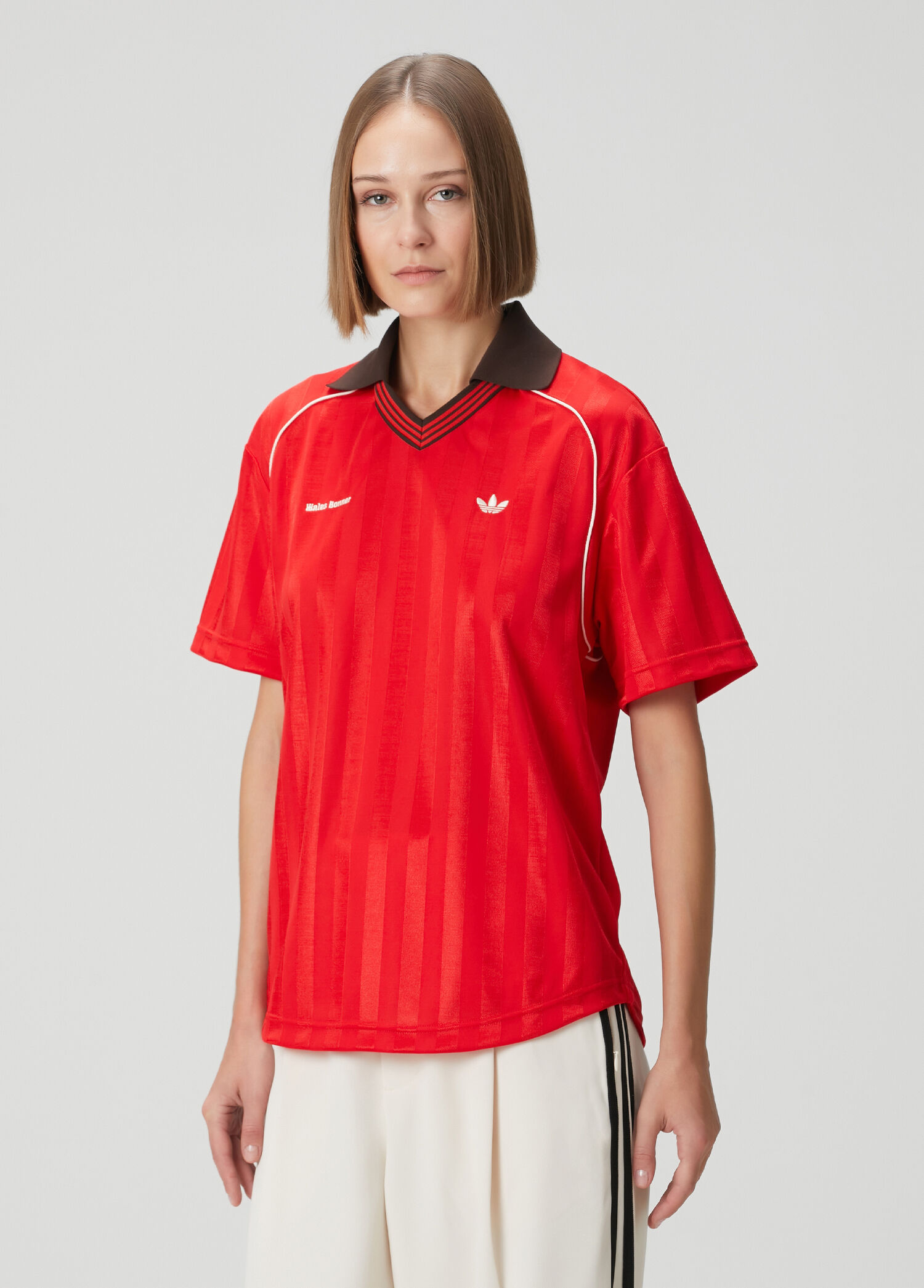 Adidas - x Wales Bonner Kırmızı Çizgili T-shirt - Kırmızı