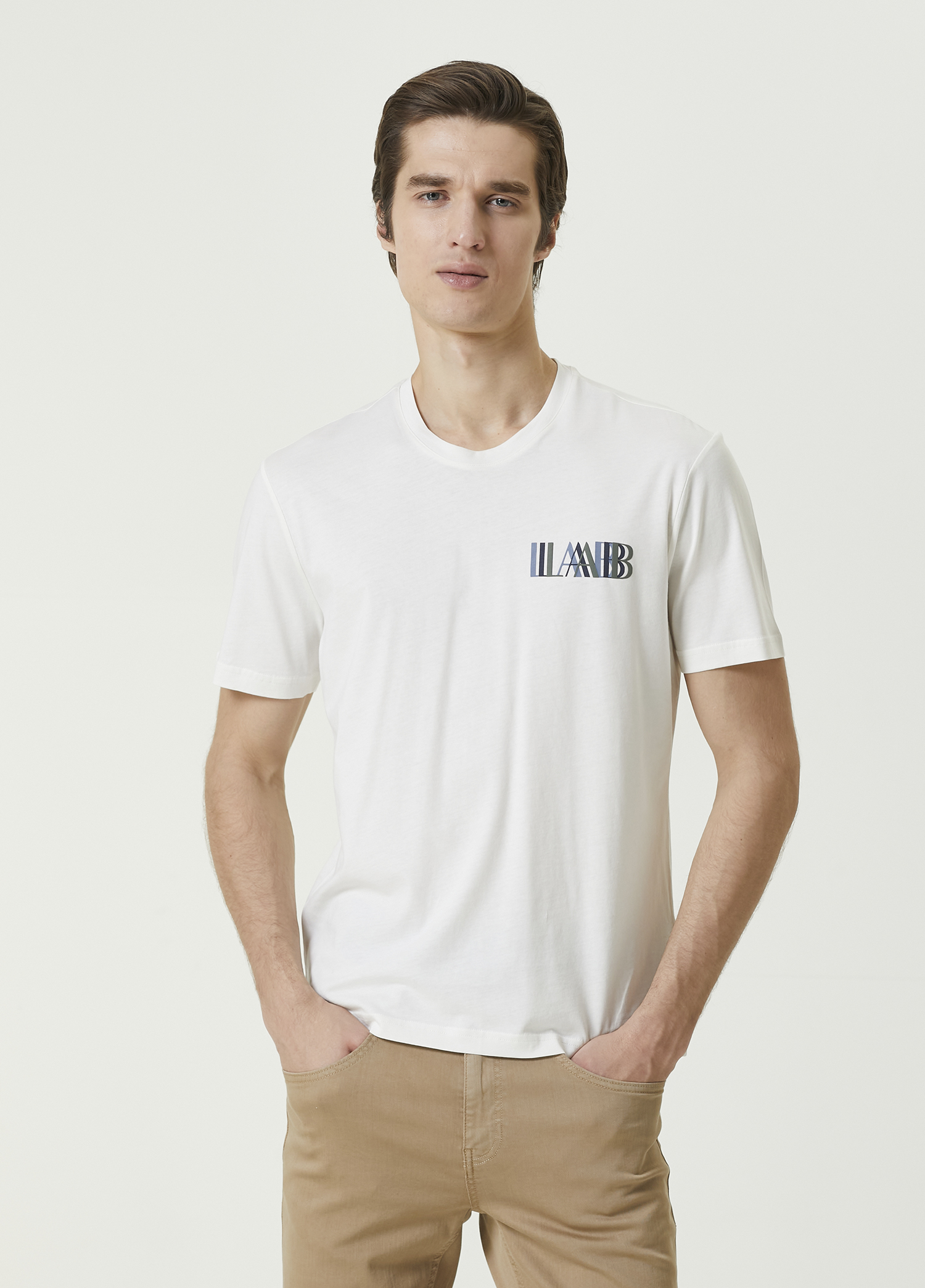 Beyaz Logo Baskılı T-shirt