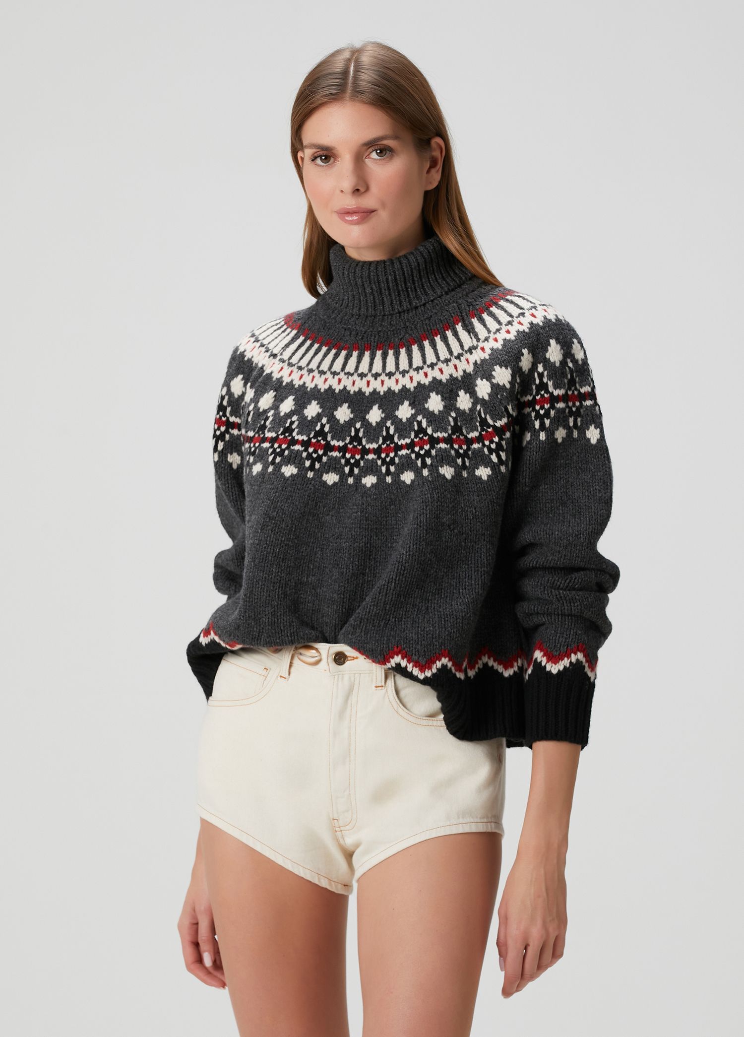 Alanui - Sweet Winter Red Jacquard Wool Sweater