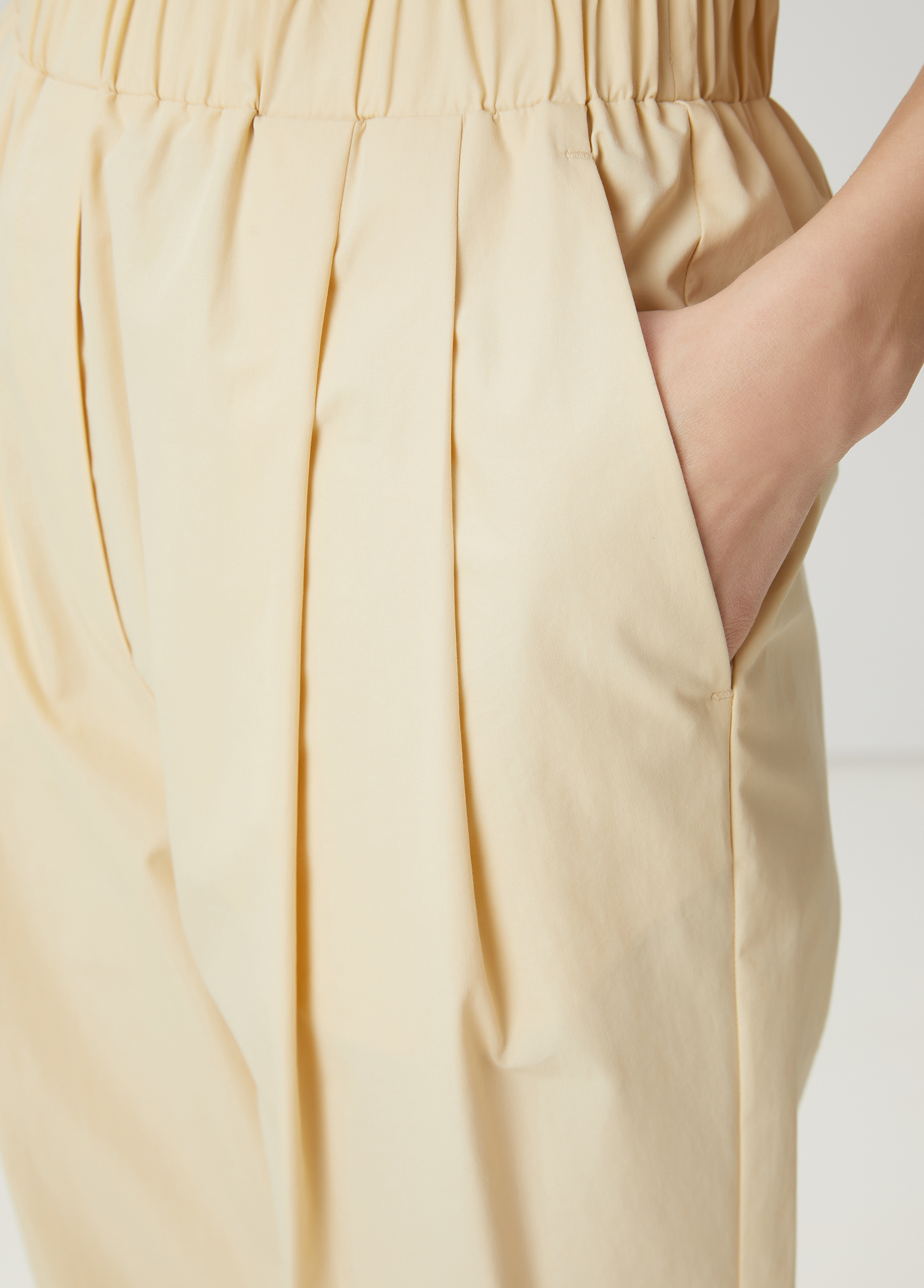 Krem Pileli Poplin Pantolon_6