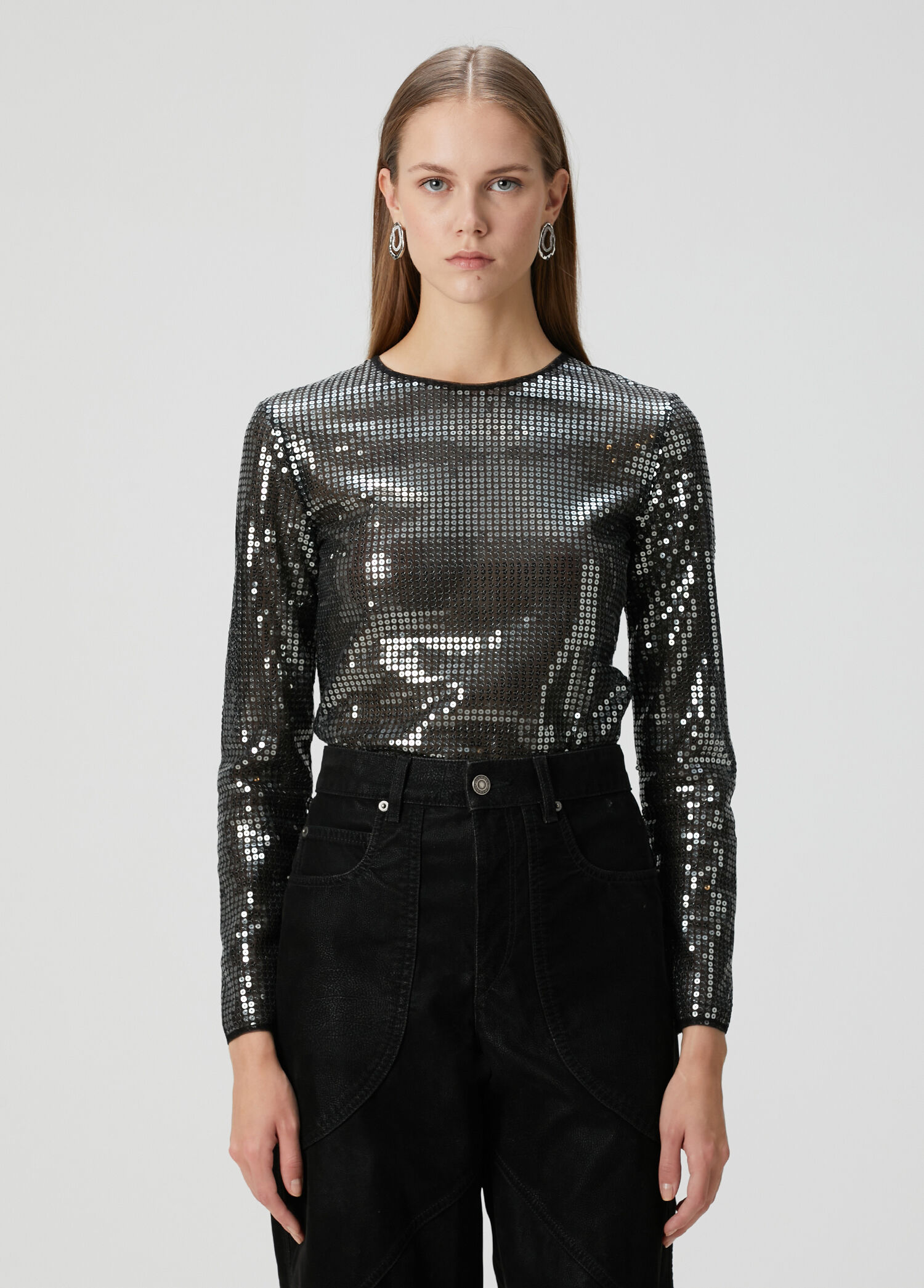 Hilda Anthracite Sequined Blouse