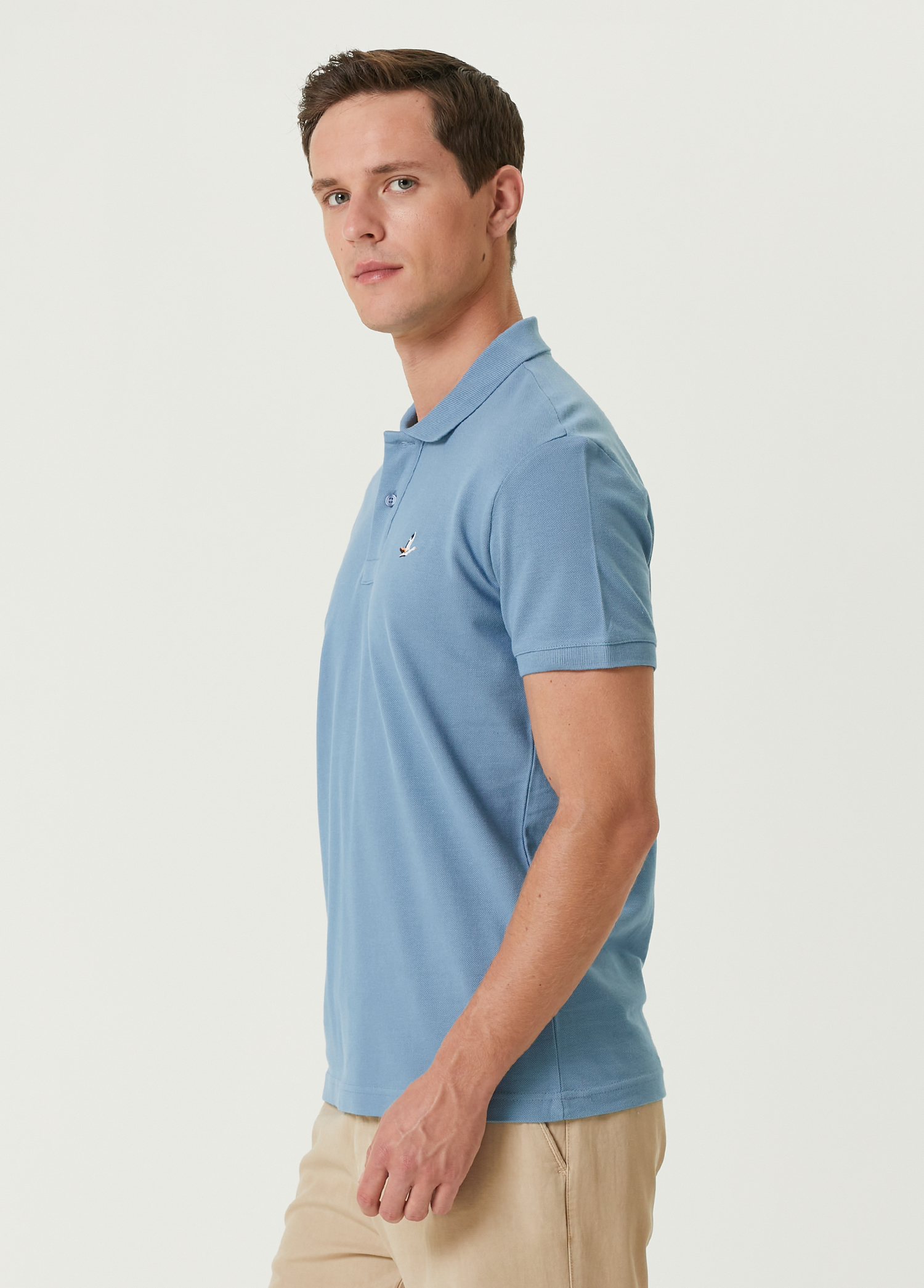 Slim Fit Mavi Polo Yaka T-shirt_2