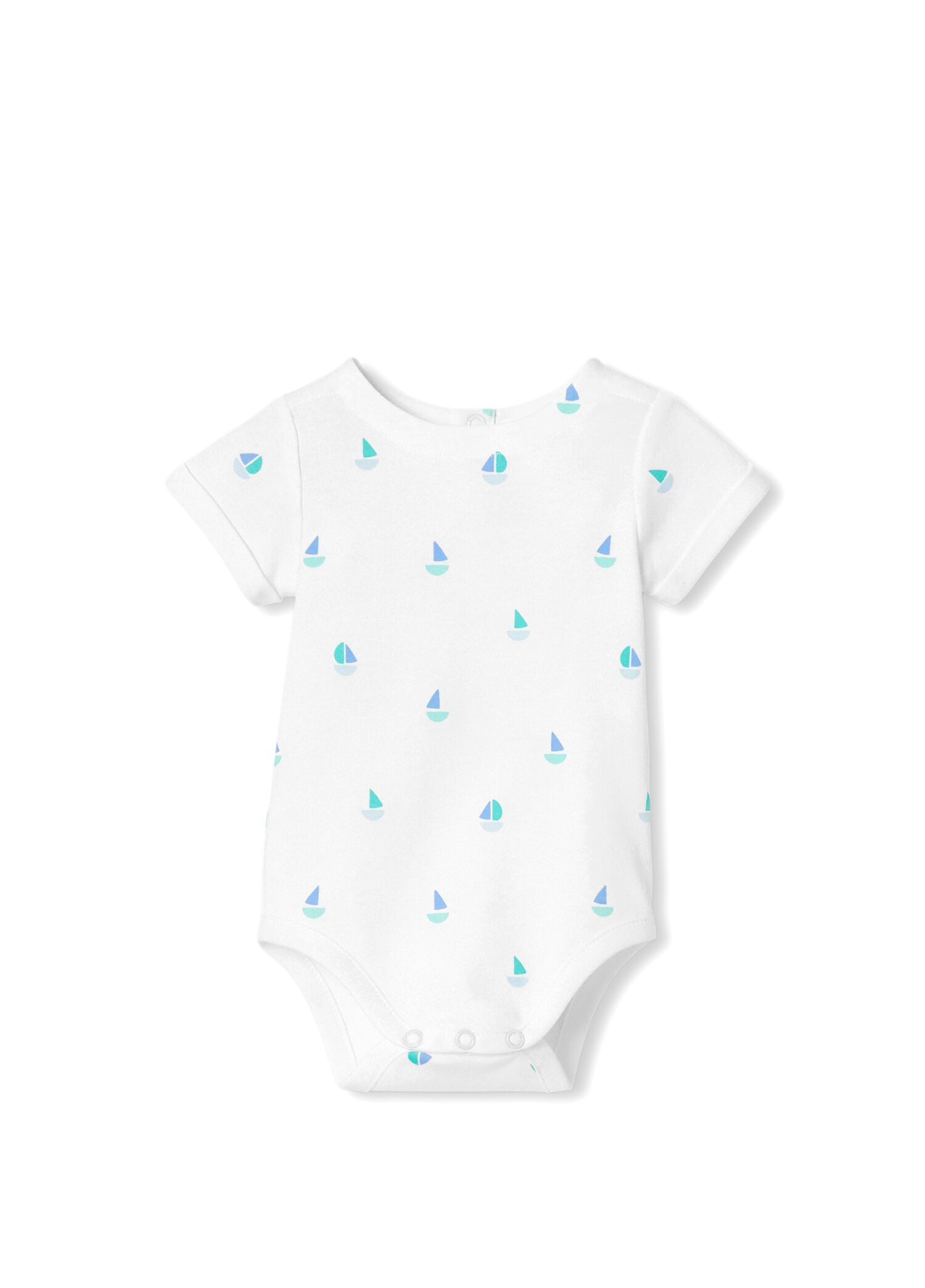 Baskılı Beyaz Kısa Kollu Erkek Bebek Çıtçıtlı Body