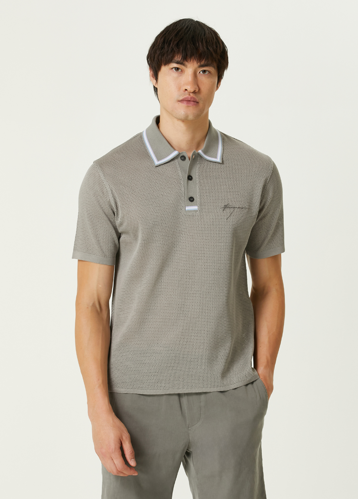 Gri Polo Yaka T-shirt