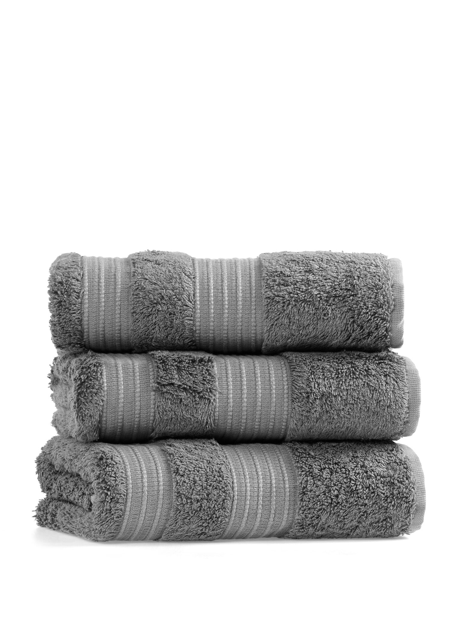 London Dark Gray Bambu Tekli Tekli Banyo Havlusu 70 x 140 cm