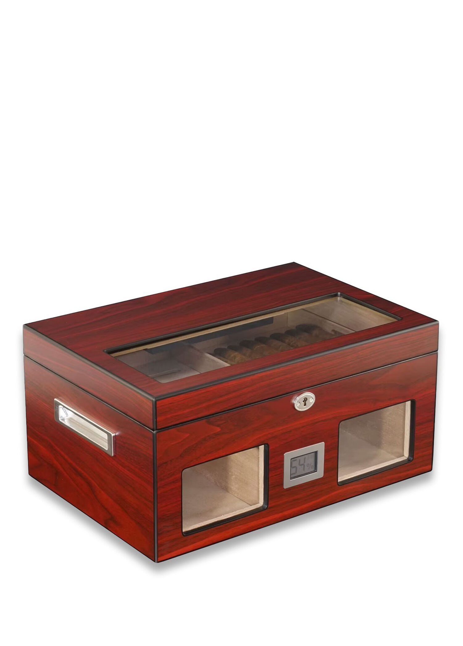 Camlı Humidor Mat Maun Vişne 100's Puro Kutusu