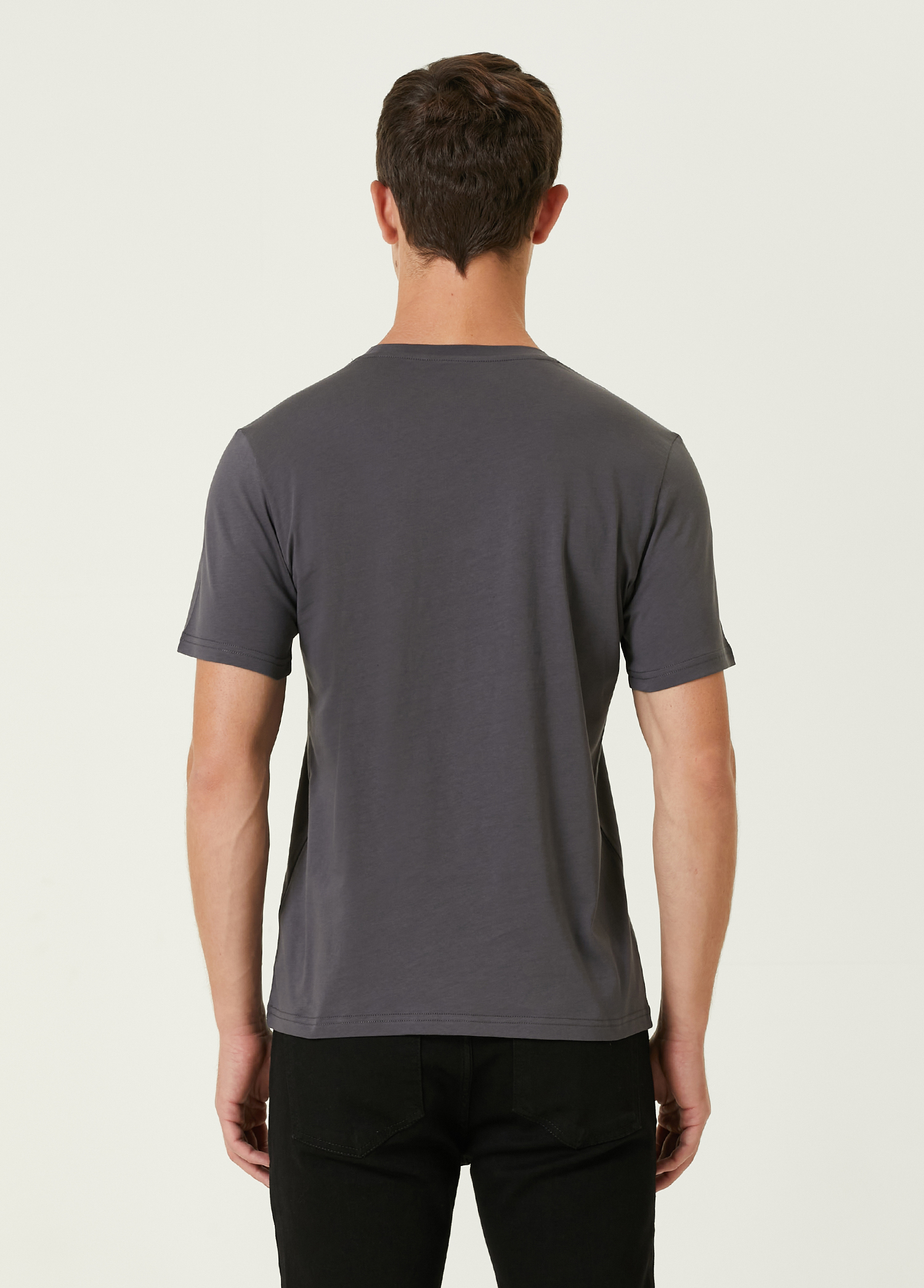 Antrasit Artwork Logo Detaylı T-shirt_4