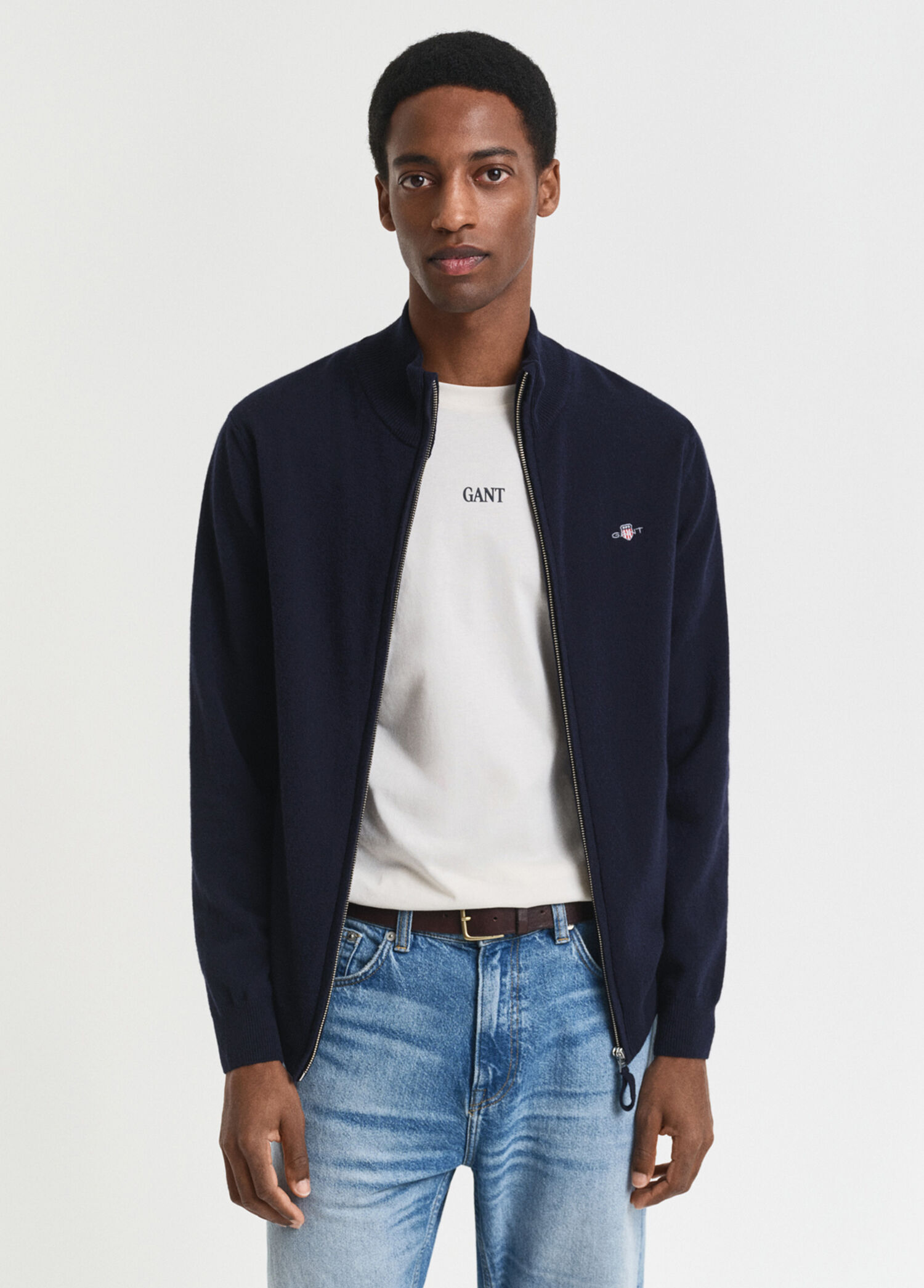 Lacivert Yün Fermuarlı Regular Fit Erkek Hırka