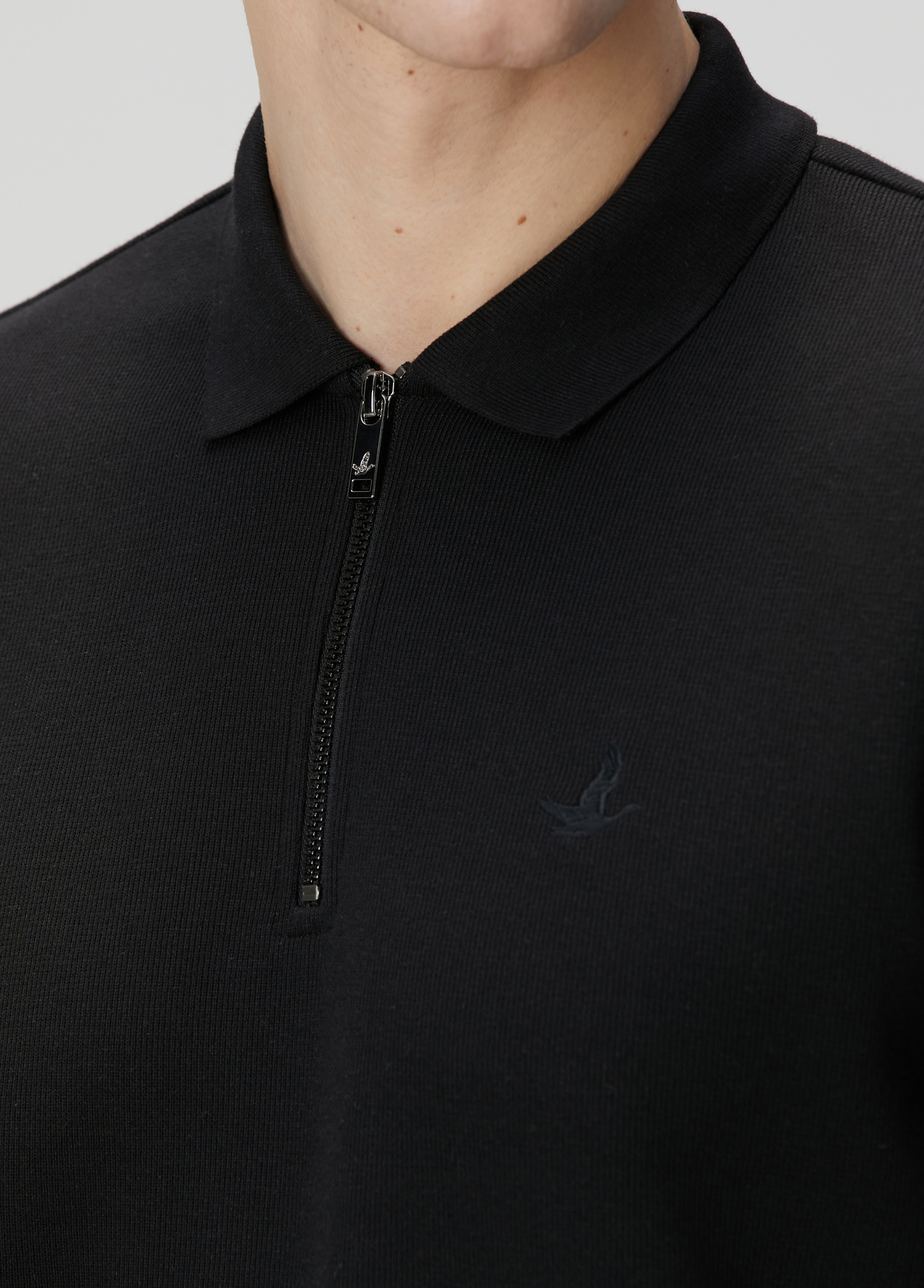Siyah Polo Yaka Sweatshirt_4