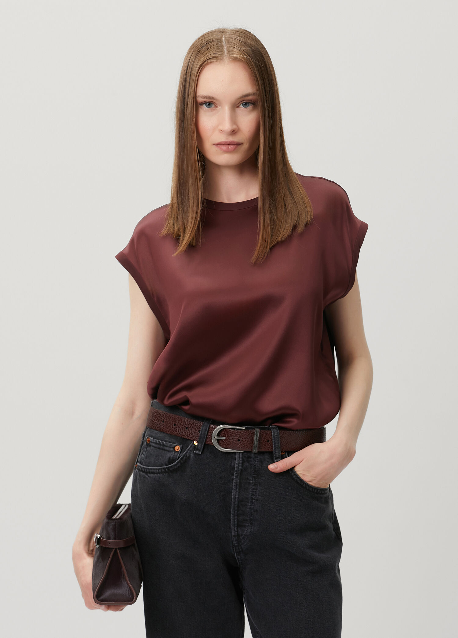 Bordo İpek Bluz
