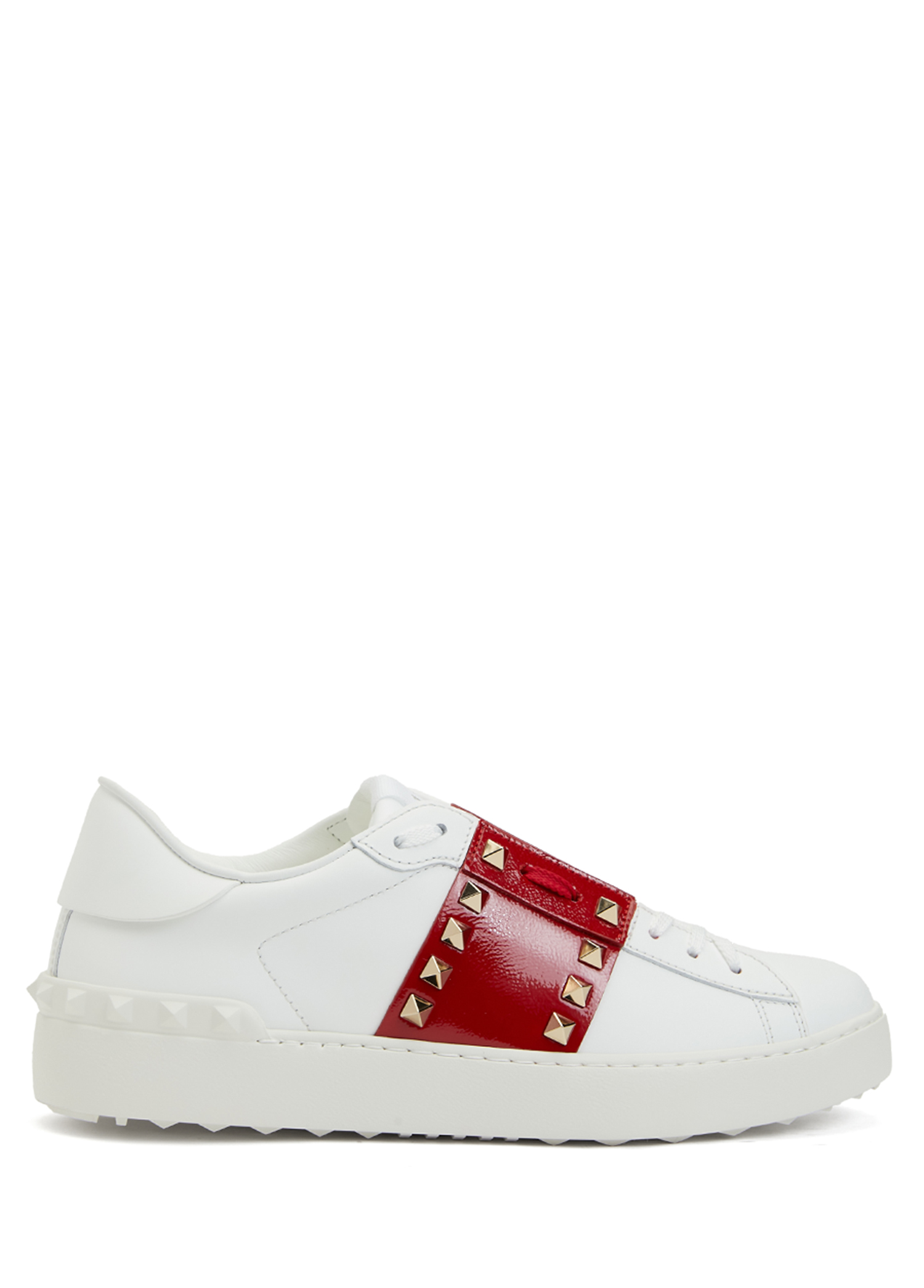 Rockstud Kırmızı Beyaz Kadın Deri Sneaker