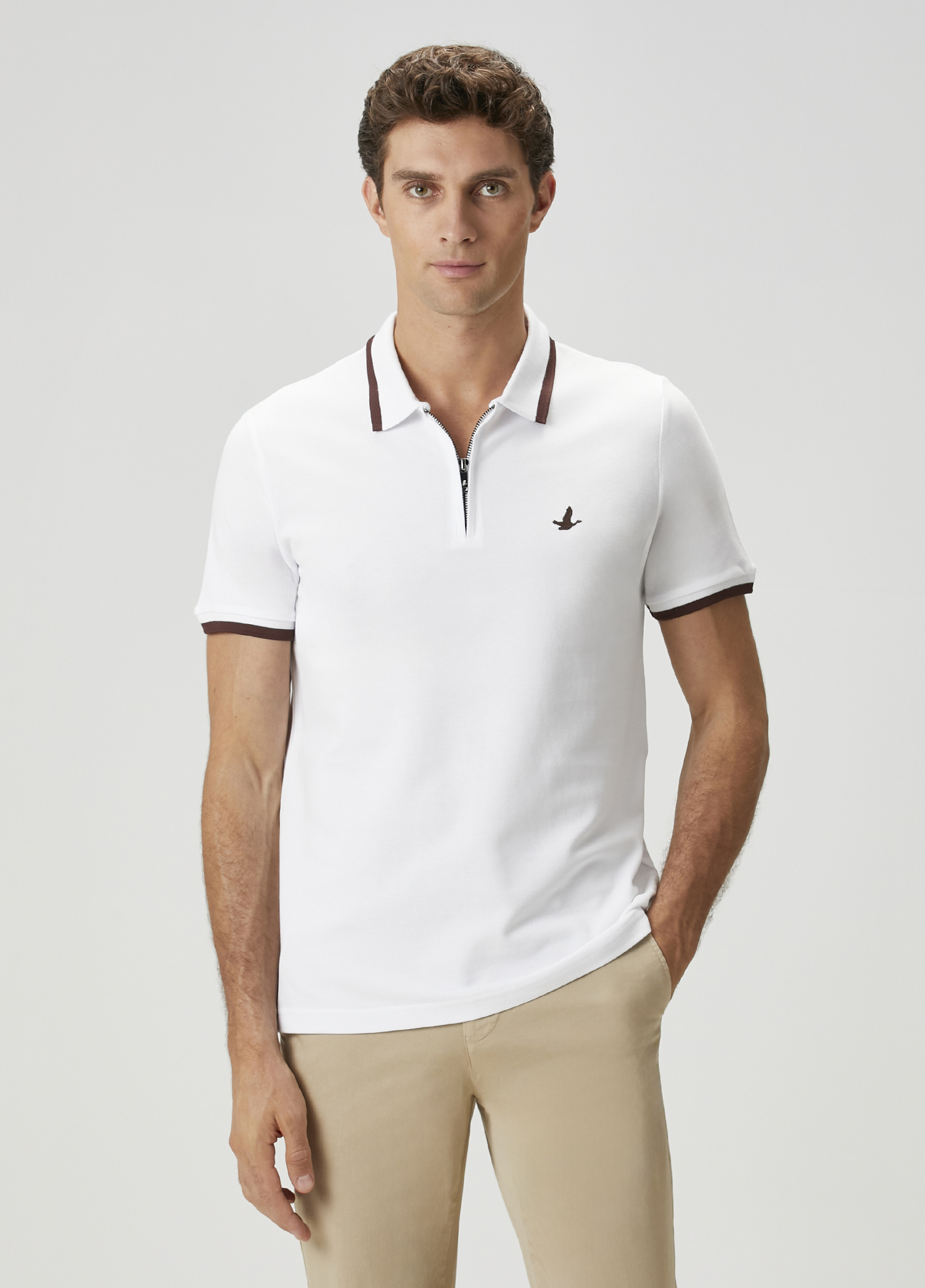 Kahve Beyaz Polo T-shirt