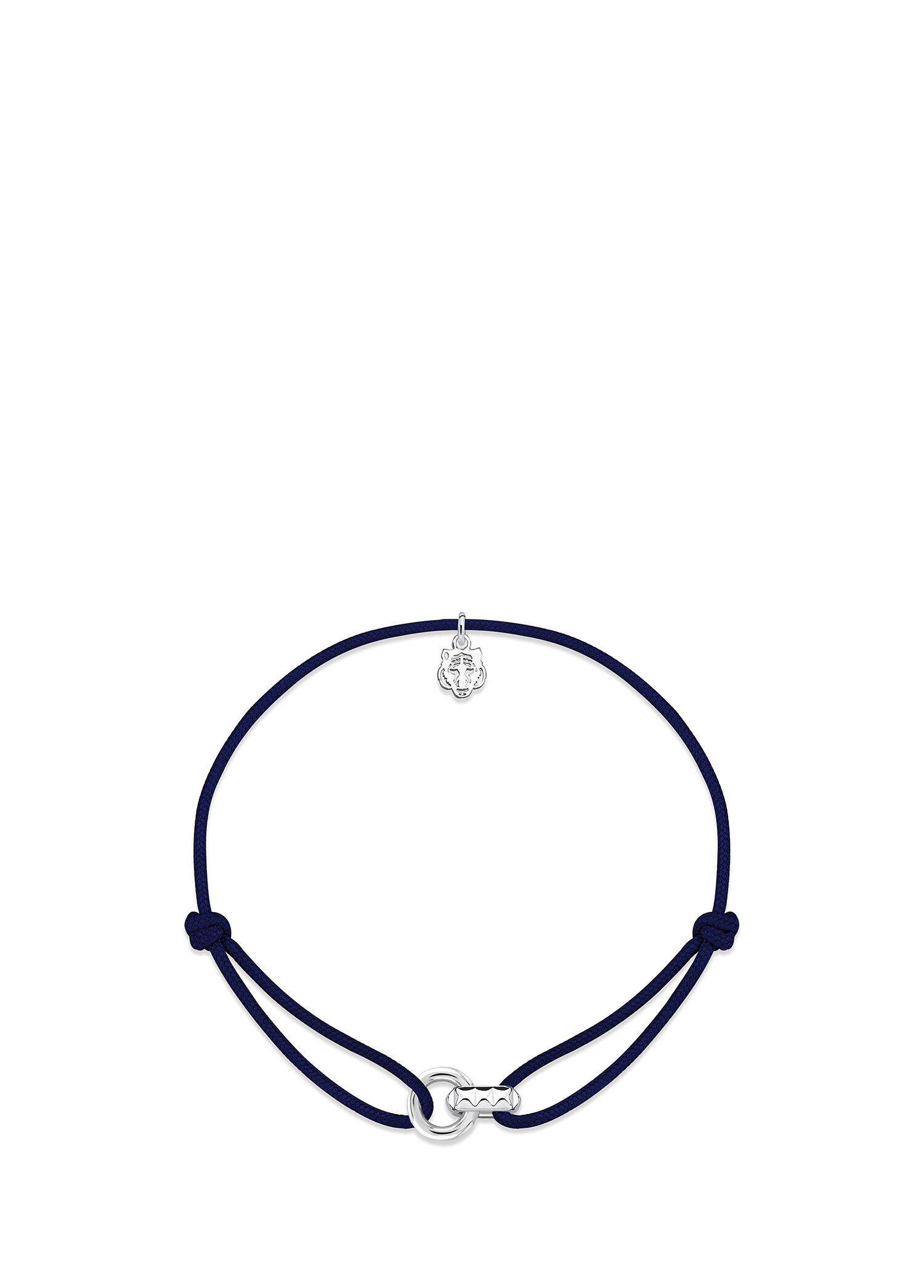 Linker Piramit Lacivert İp 925 Ayar Gümüş Unisex Bileklik