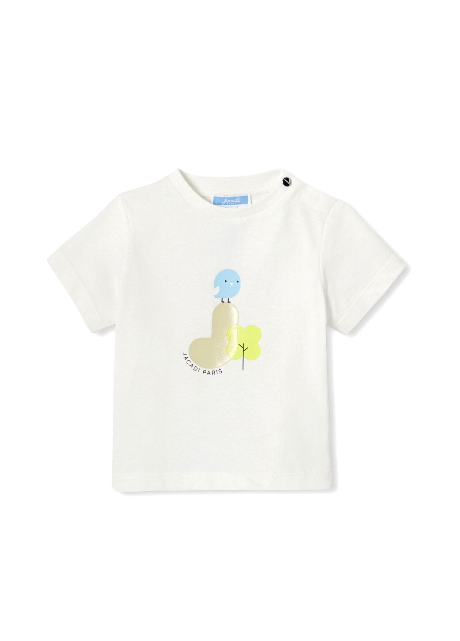 Beyaz Organik Pamuklu Kısa Kollu Erkek Bebek T-shirt