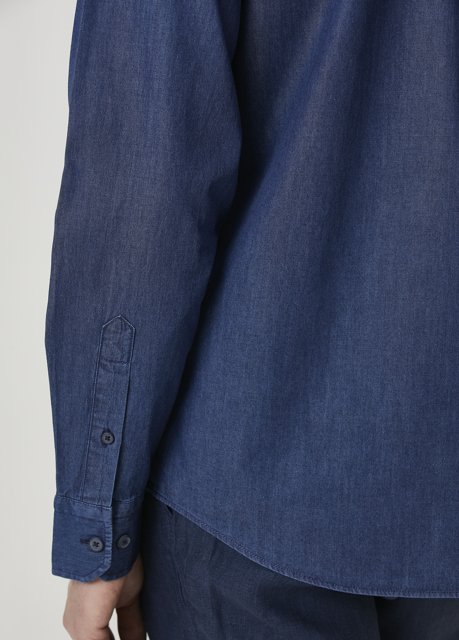 Comfort Fit Lacivert Denim Gömlek_6