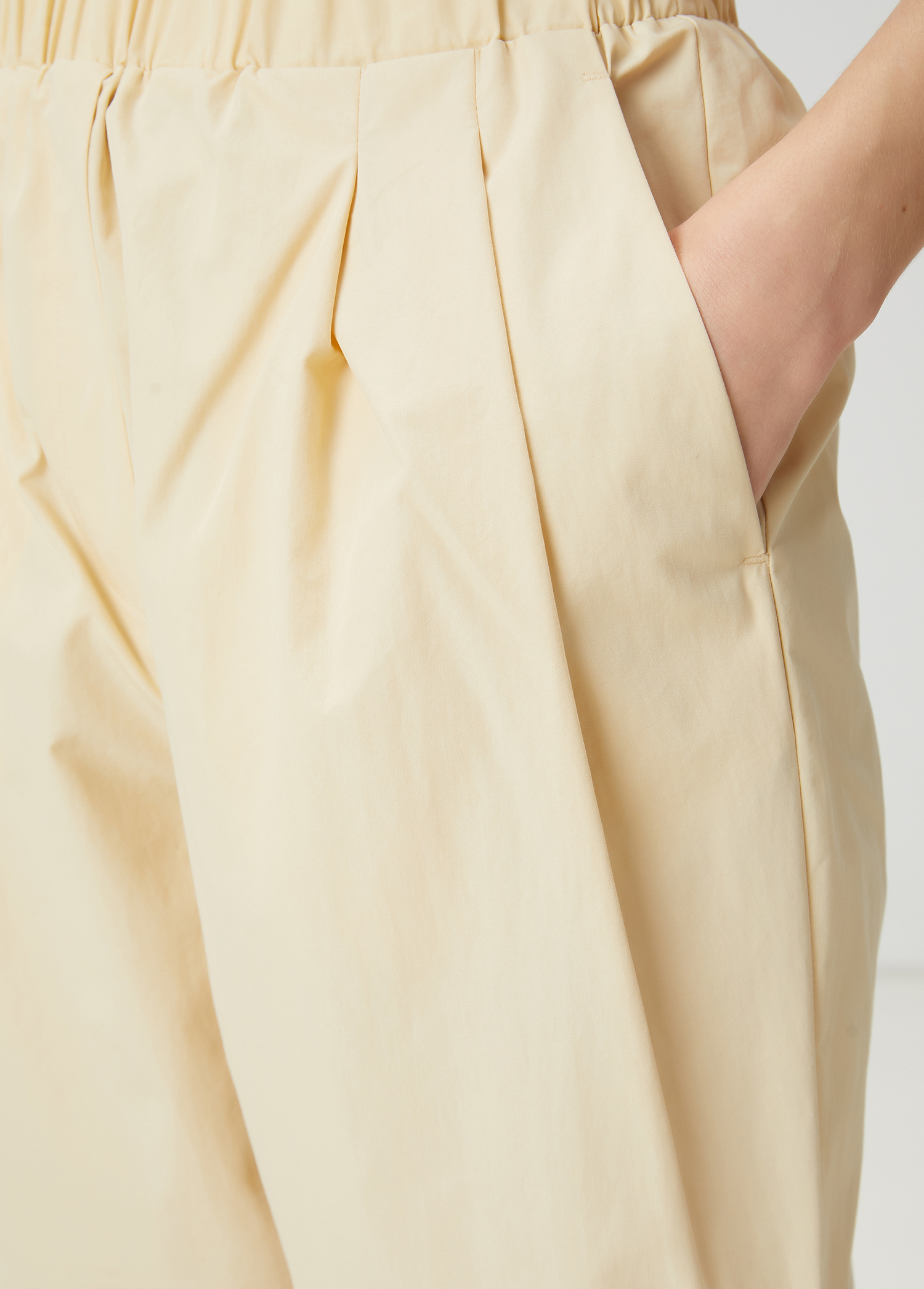 Krem Pileli Poplin Pantolon_4