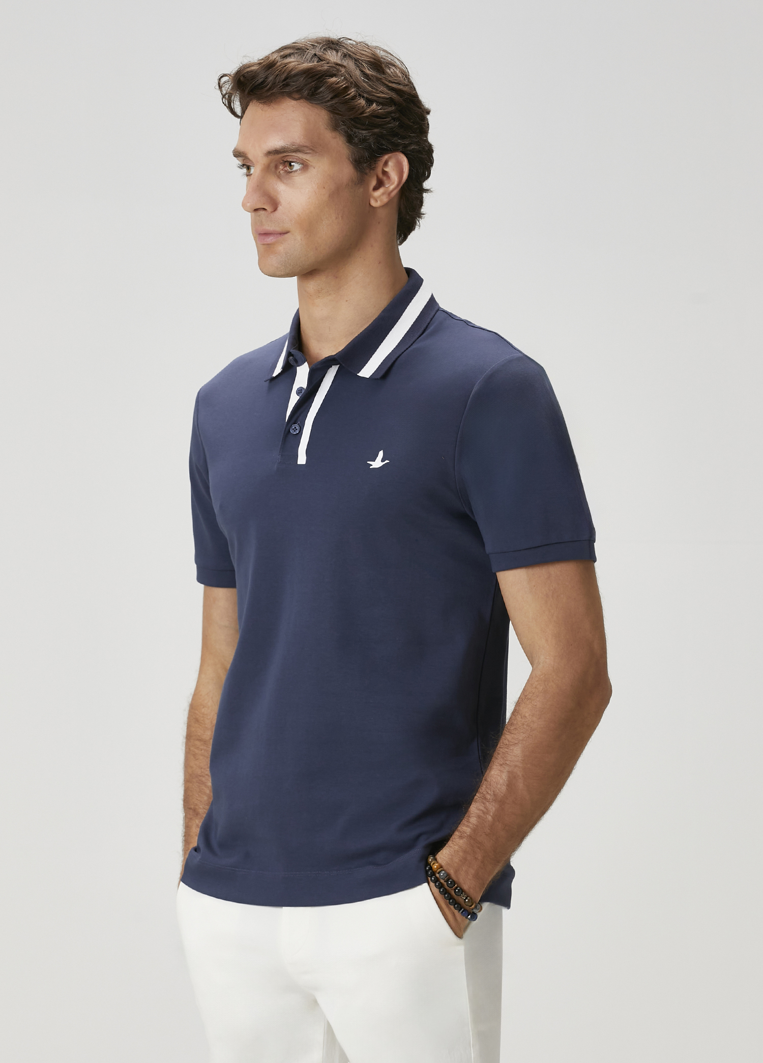 Slim Fit Lacivert Polo Yaka T-shirt_4