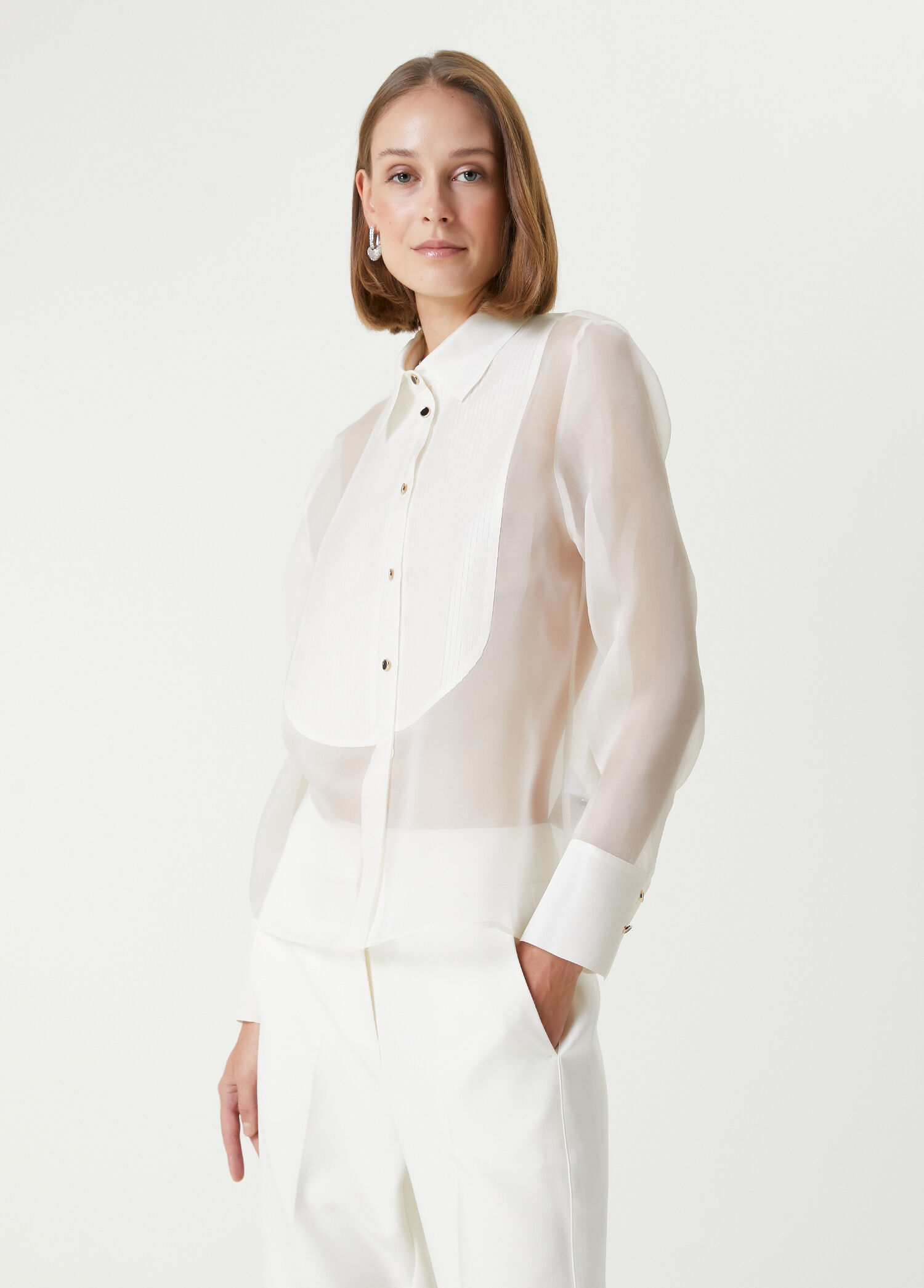 white blouse evening wear