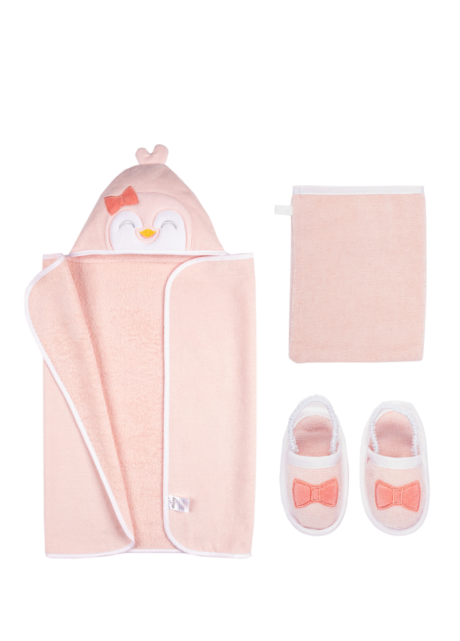 Pembe 3'lü Kız Bebek Havlu Seti