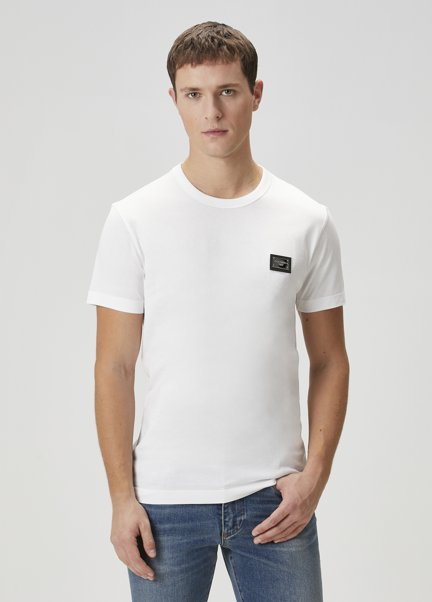 Beyaz Logo Patchli T-shirt