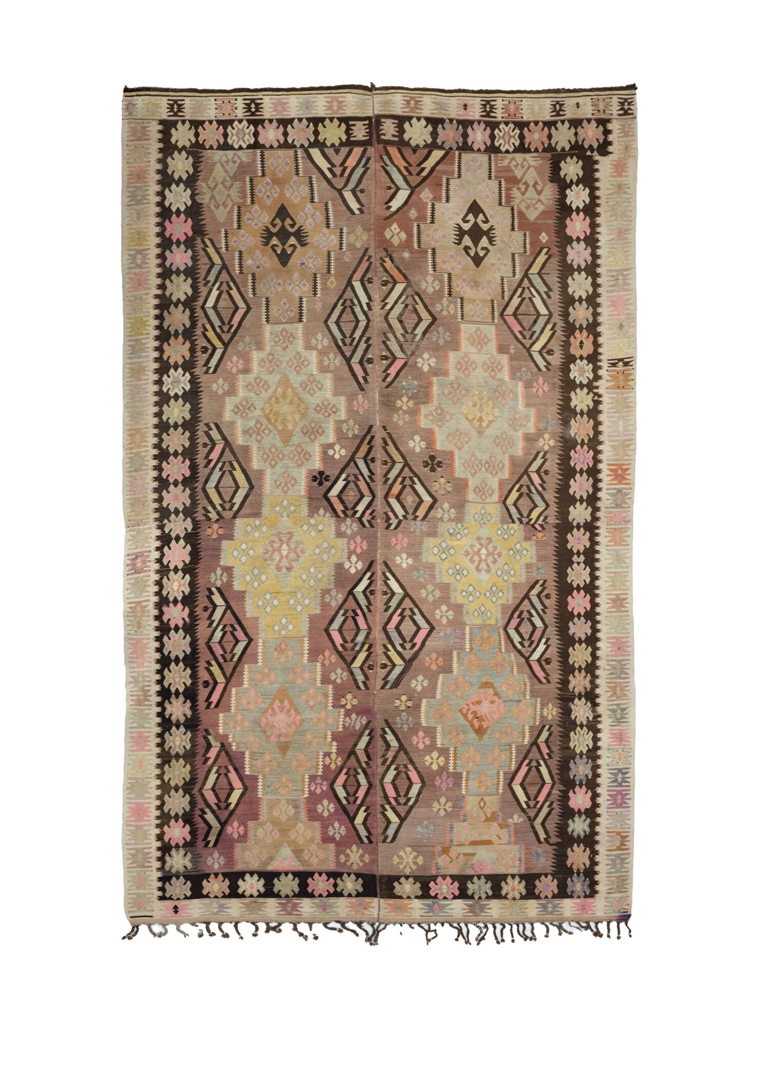 Vintage Obruk Etnik Desenli Kilim 202x360 cm