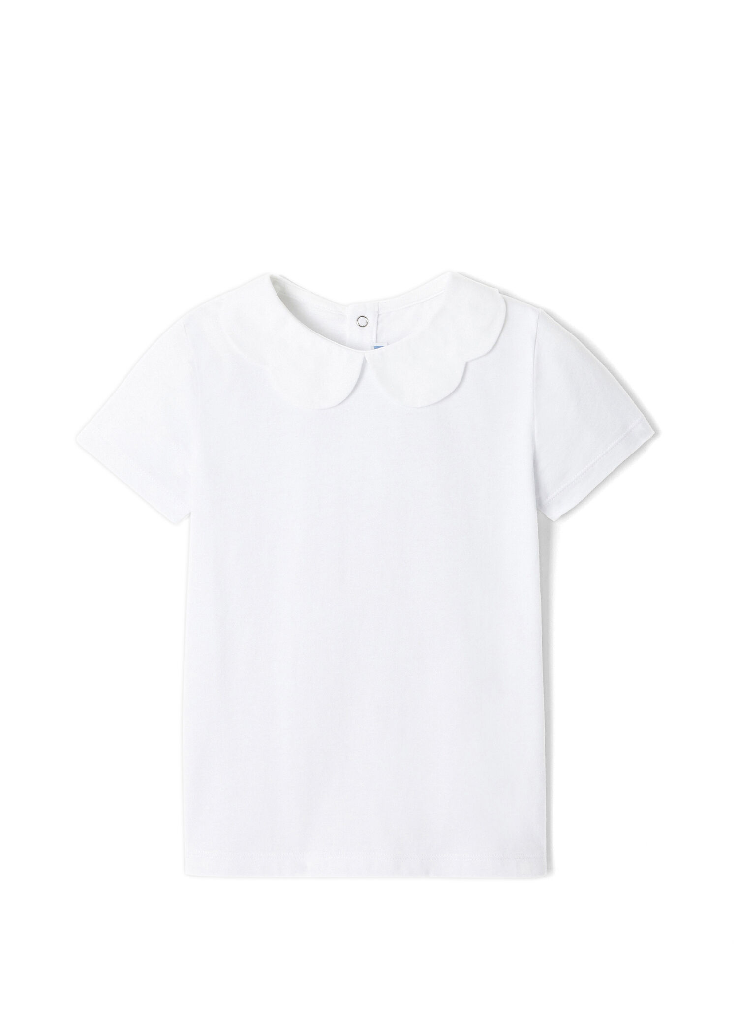 Fistolu Yaka Beyaz Kız Çocuk T-Shirt