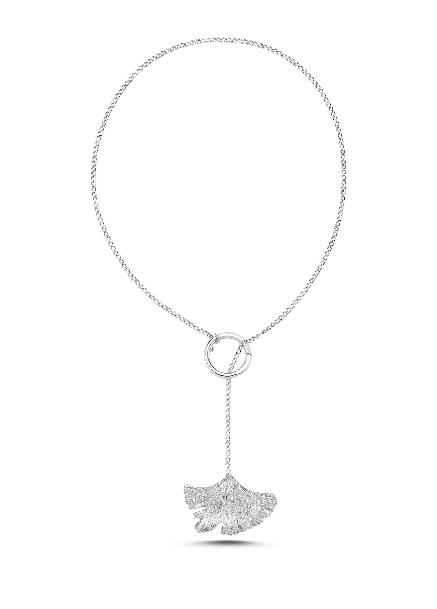 Sterling Silver Ginkgo Hoop Kadın Kolye