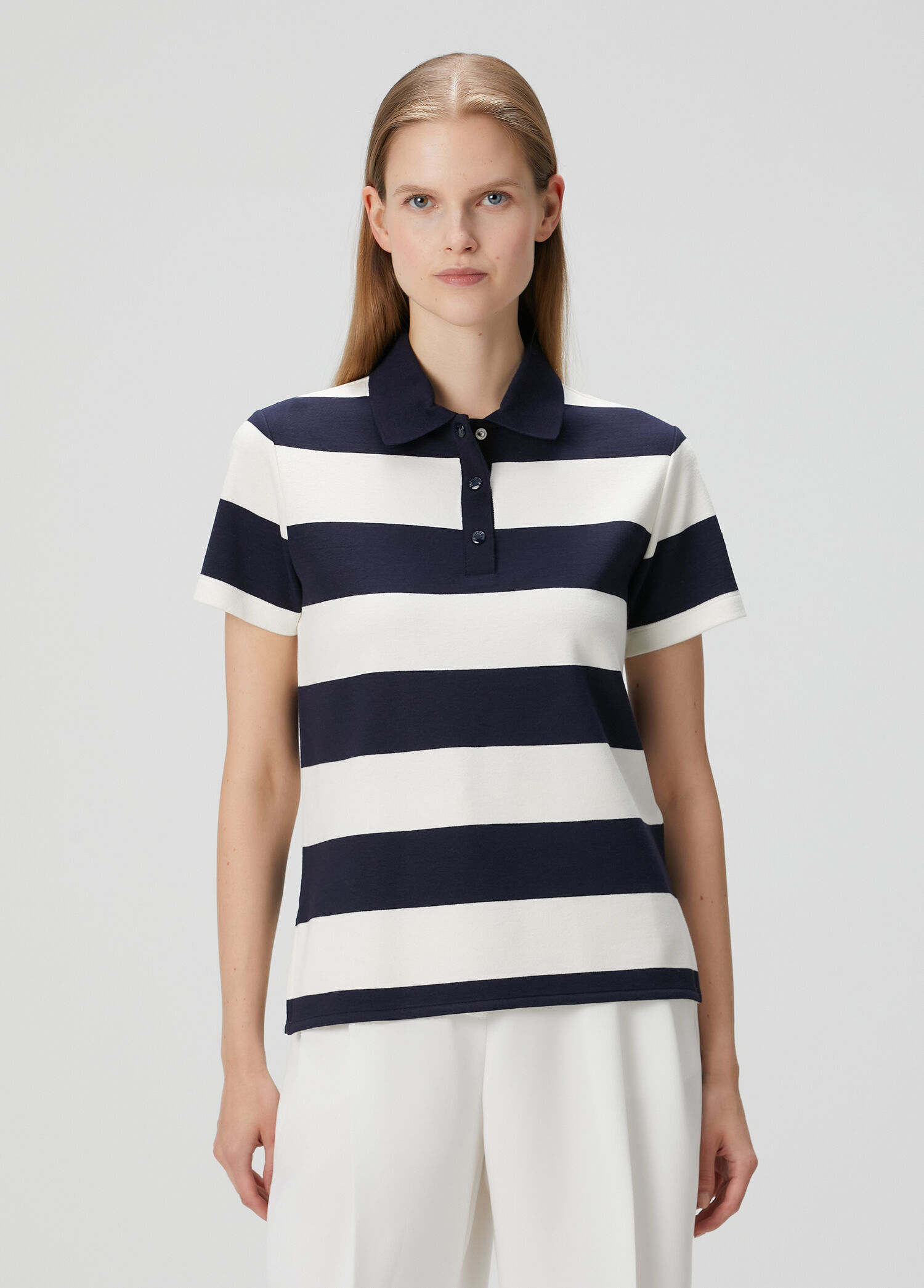 Mavi Beyaz Çizgili Polo T-shirt