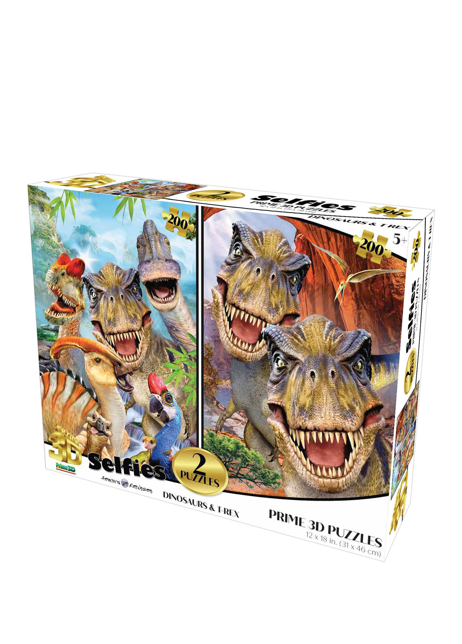 Dinozorlar ve T-Rex Selfie 200 Parça 2'li 3D Puzzle