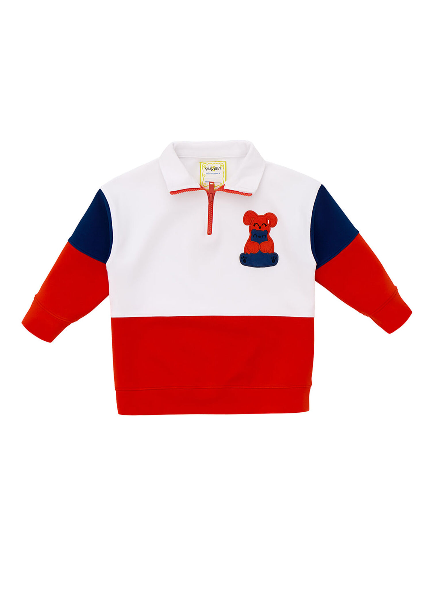 Turuncu Detaylı Dik Yaka Yarım Fermuarlı Erkek Çocuk Sweatshirt